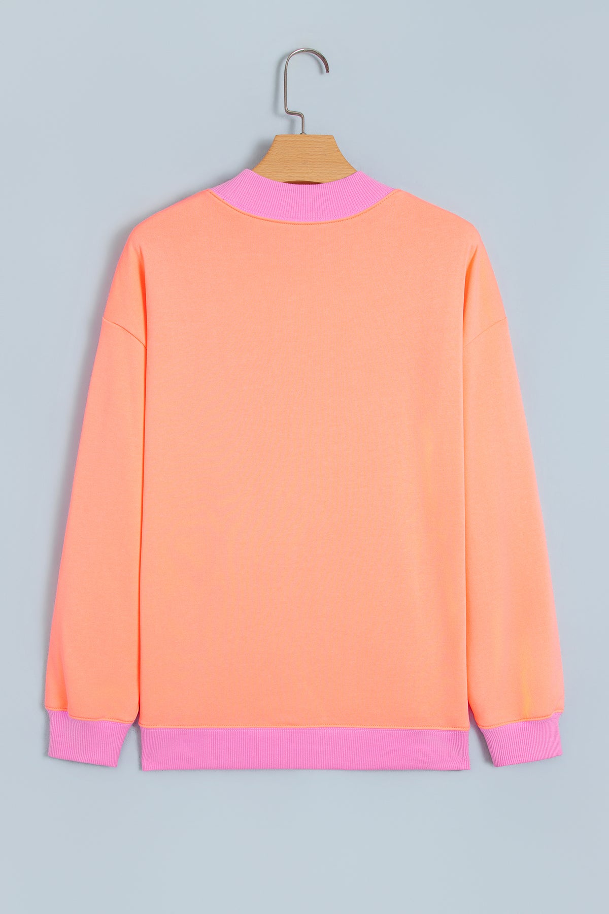 Pink Polka Dot Letter Graphic Colorblock Tunic Sweatshirt