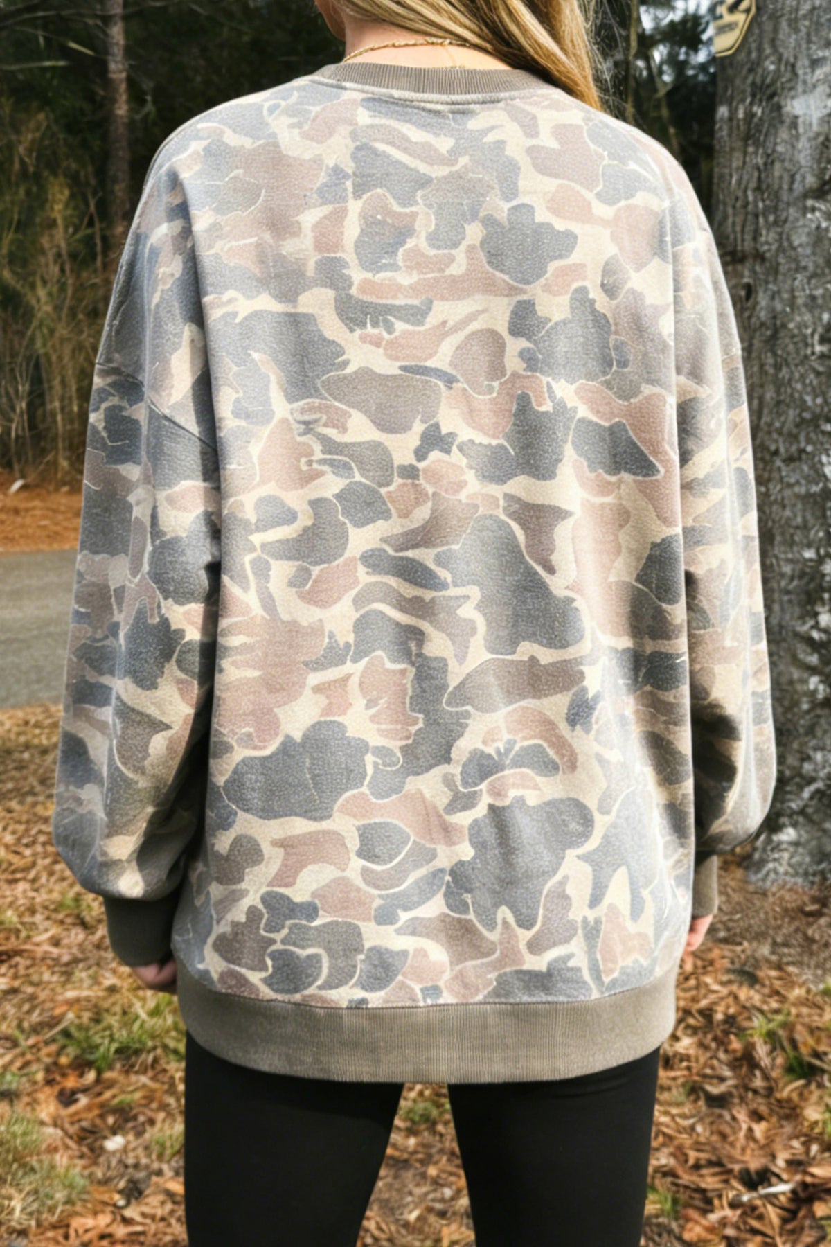 Multicolour HOWDY Graphic Camo Print Tunic Sweatshirt