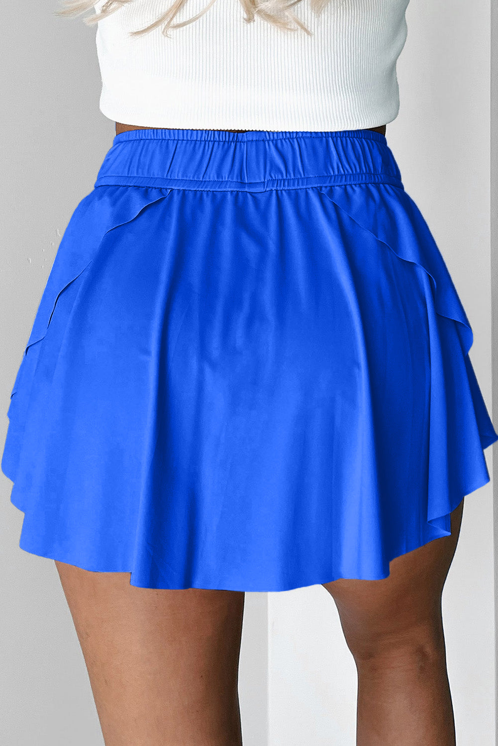 Light Green Drawstring High Waist Lined Tennis Skorts