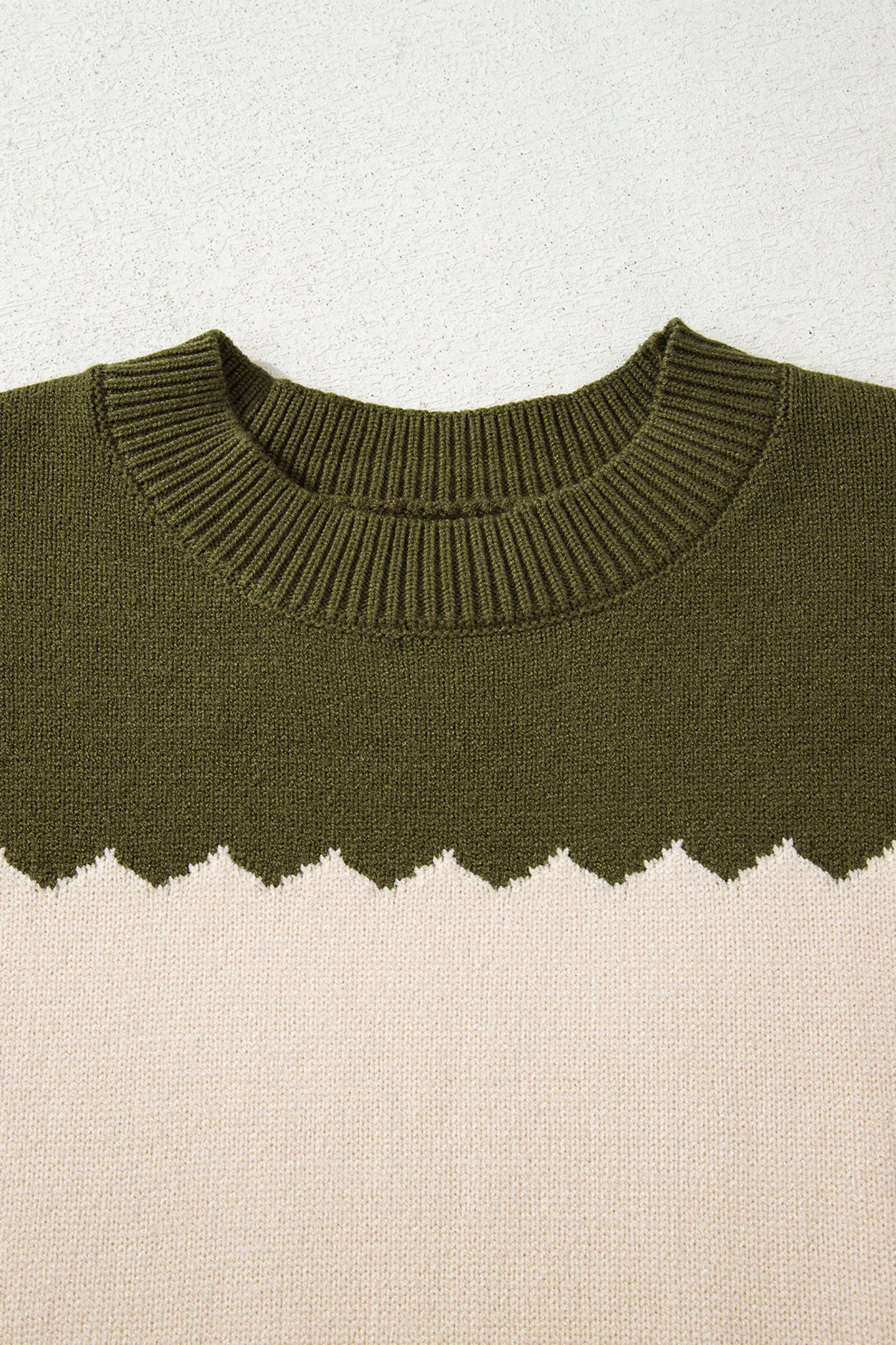 Brown Colorblock Crew Neck Drop Shoulder Sweater