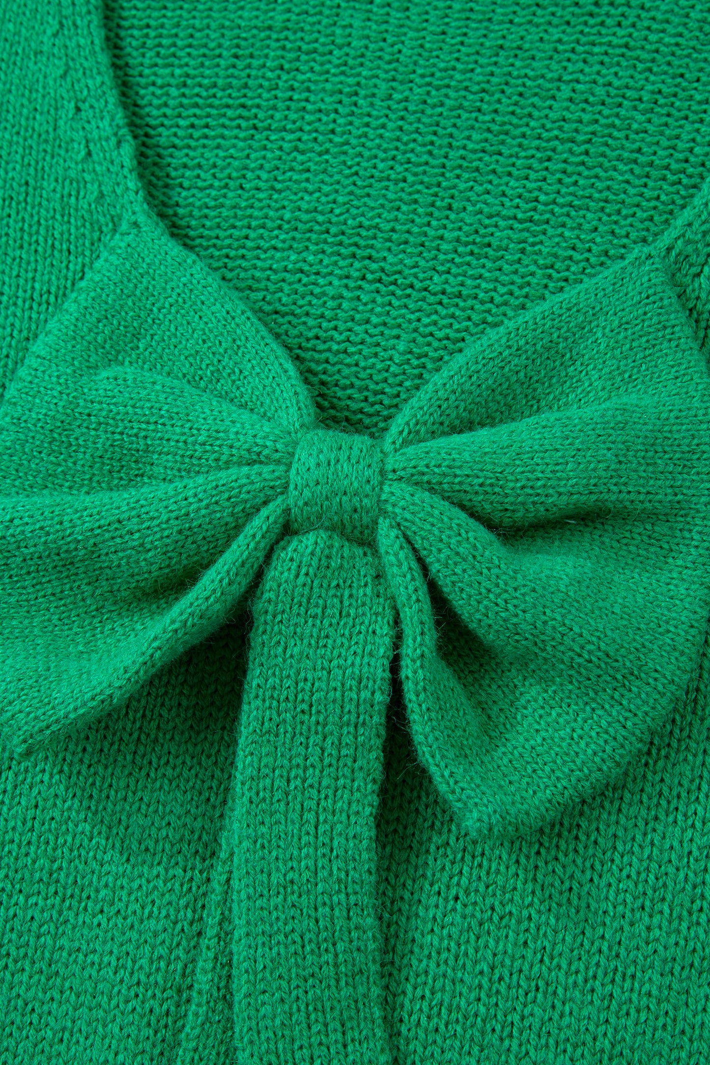 Black Festive Bow Backless Bubble Sleeve Sweater