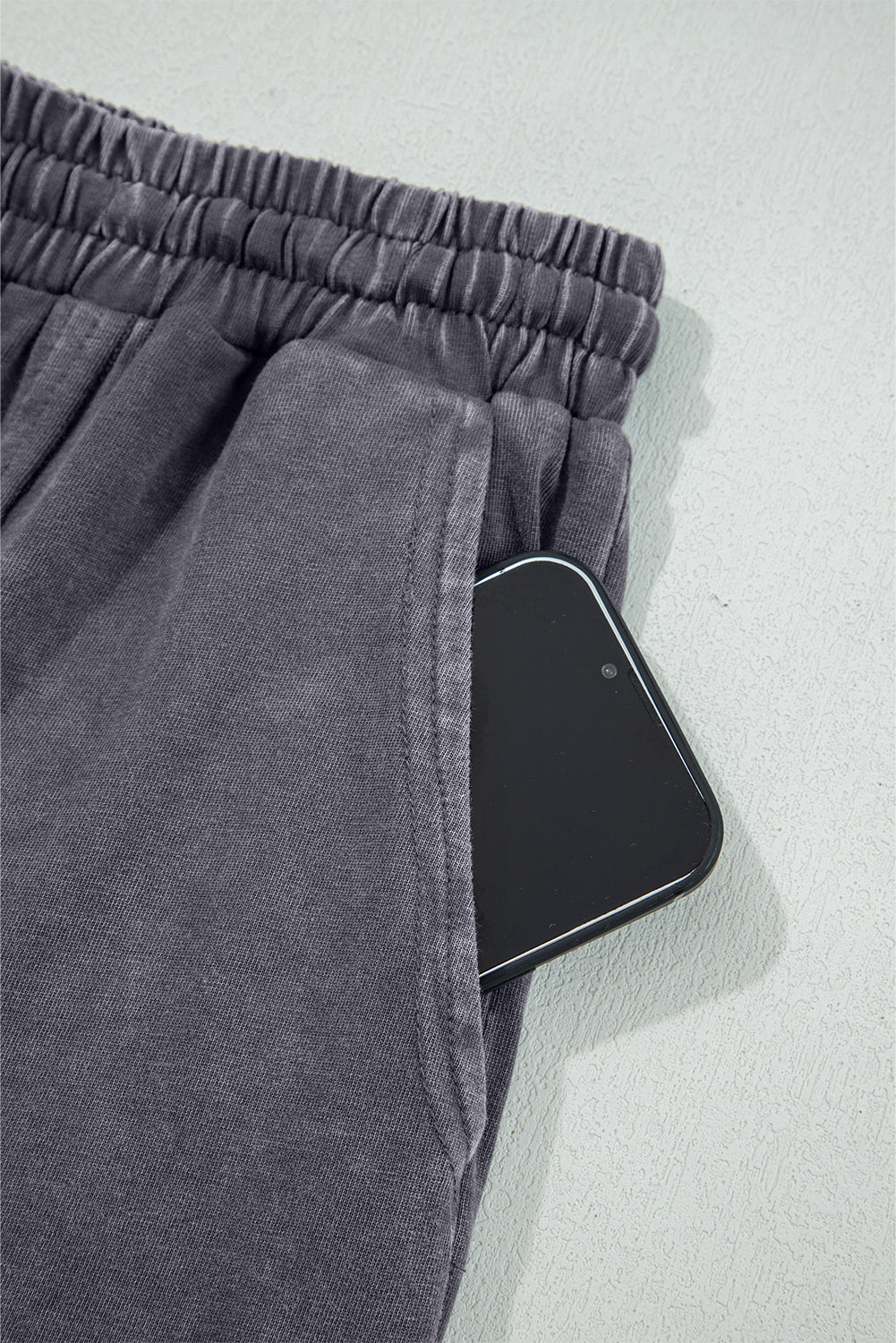 Pink Flower Patch Mineral Washed Terry Knit Cropped Wide Leg Pants