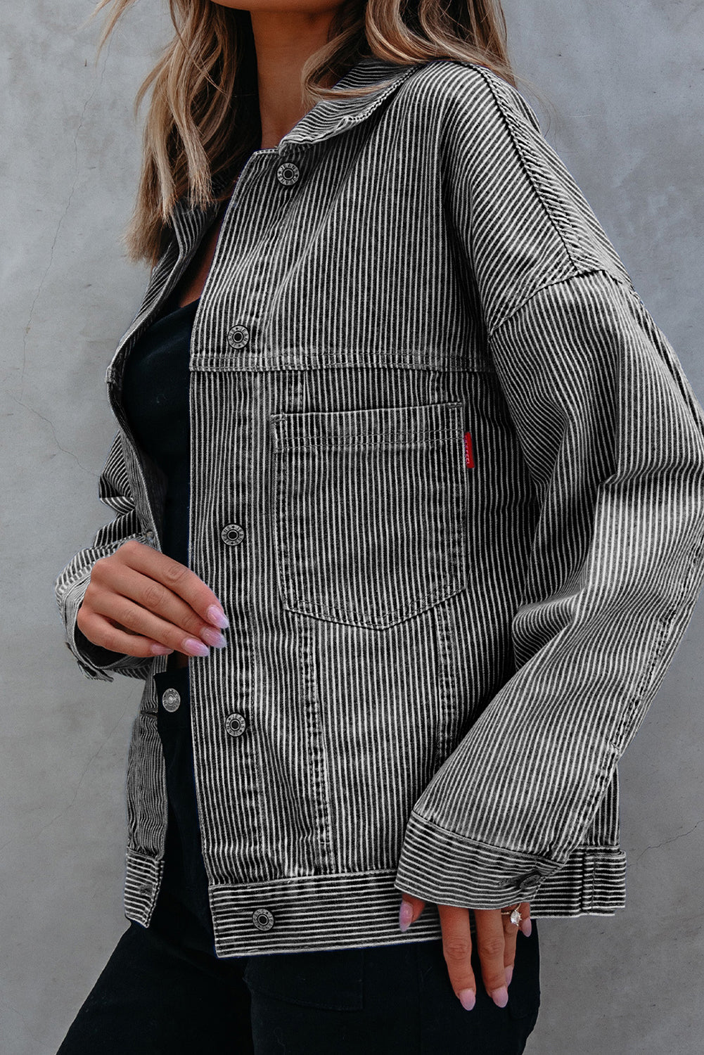 Light Blue Washed Oversize Pocketed Denim Jacket