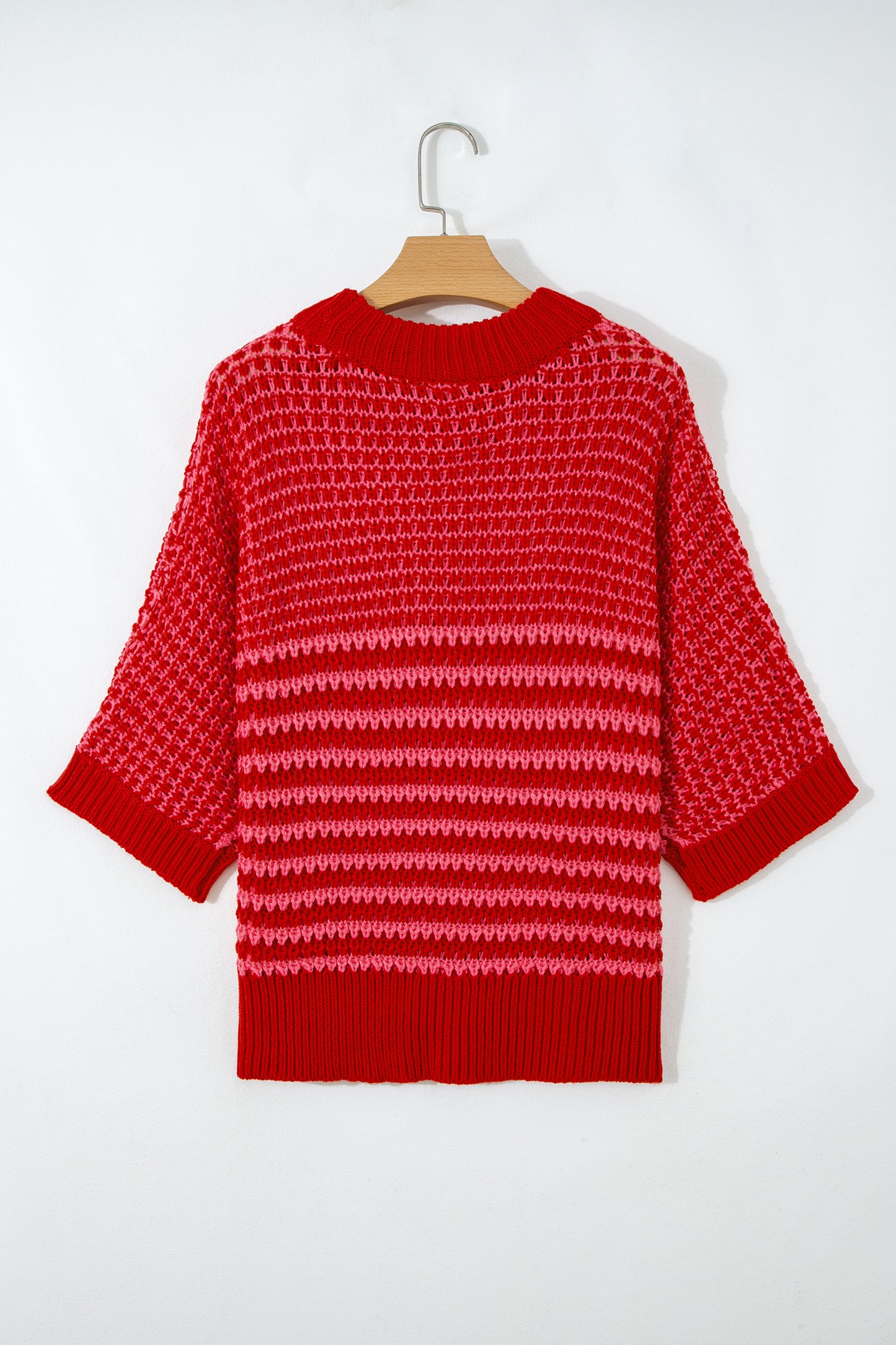 Black Stripe 3/4 Draped Sleeve Slouchy Sweater