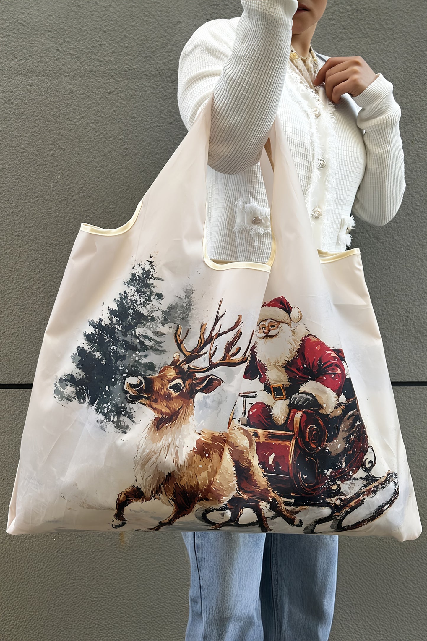 Bluing Large Foldable Christmas Holiday Reusable Oxford Bag