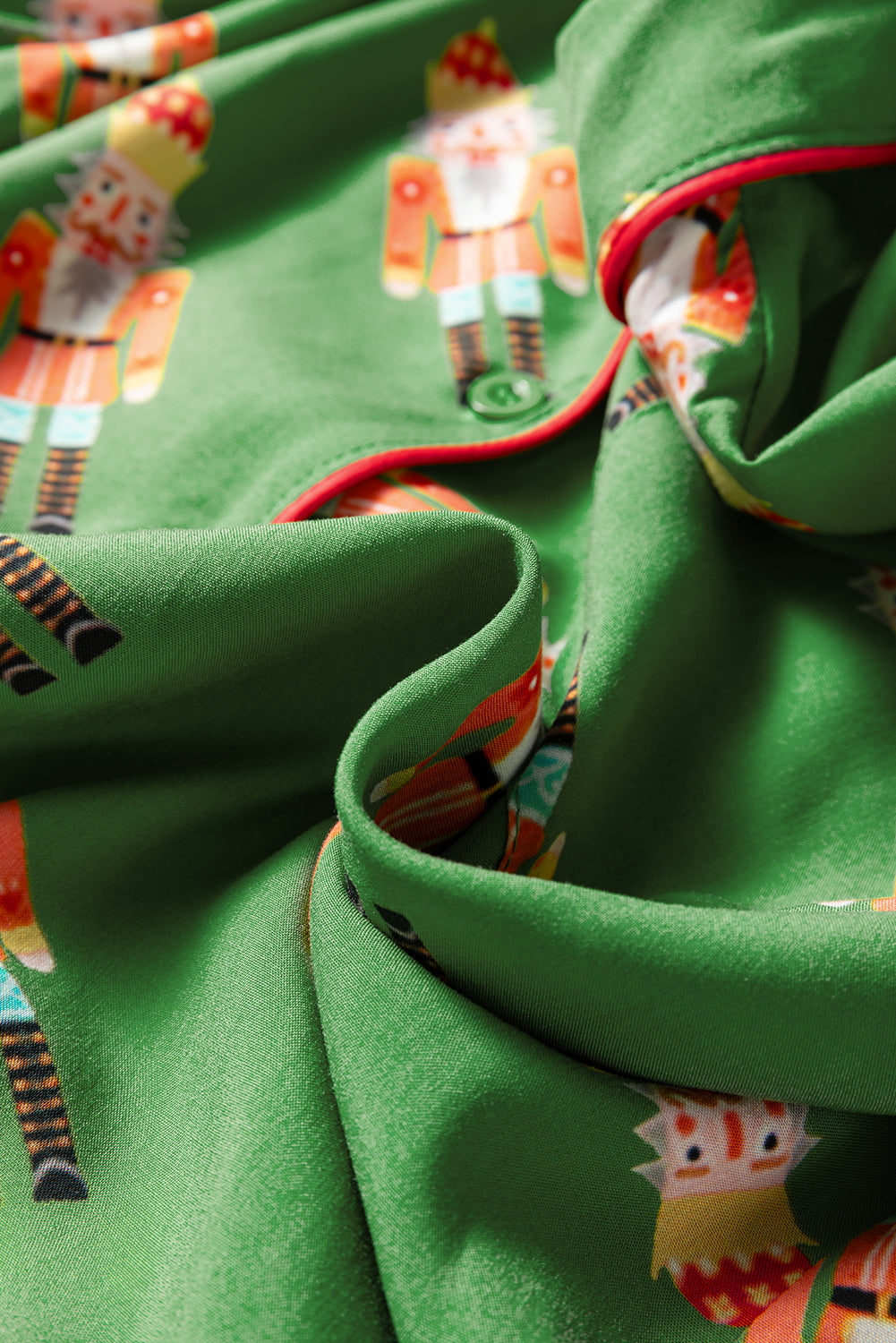 Pink Christmas Candy Contrast Trim Bow Knot Silky 2pcs Pajama Set