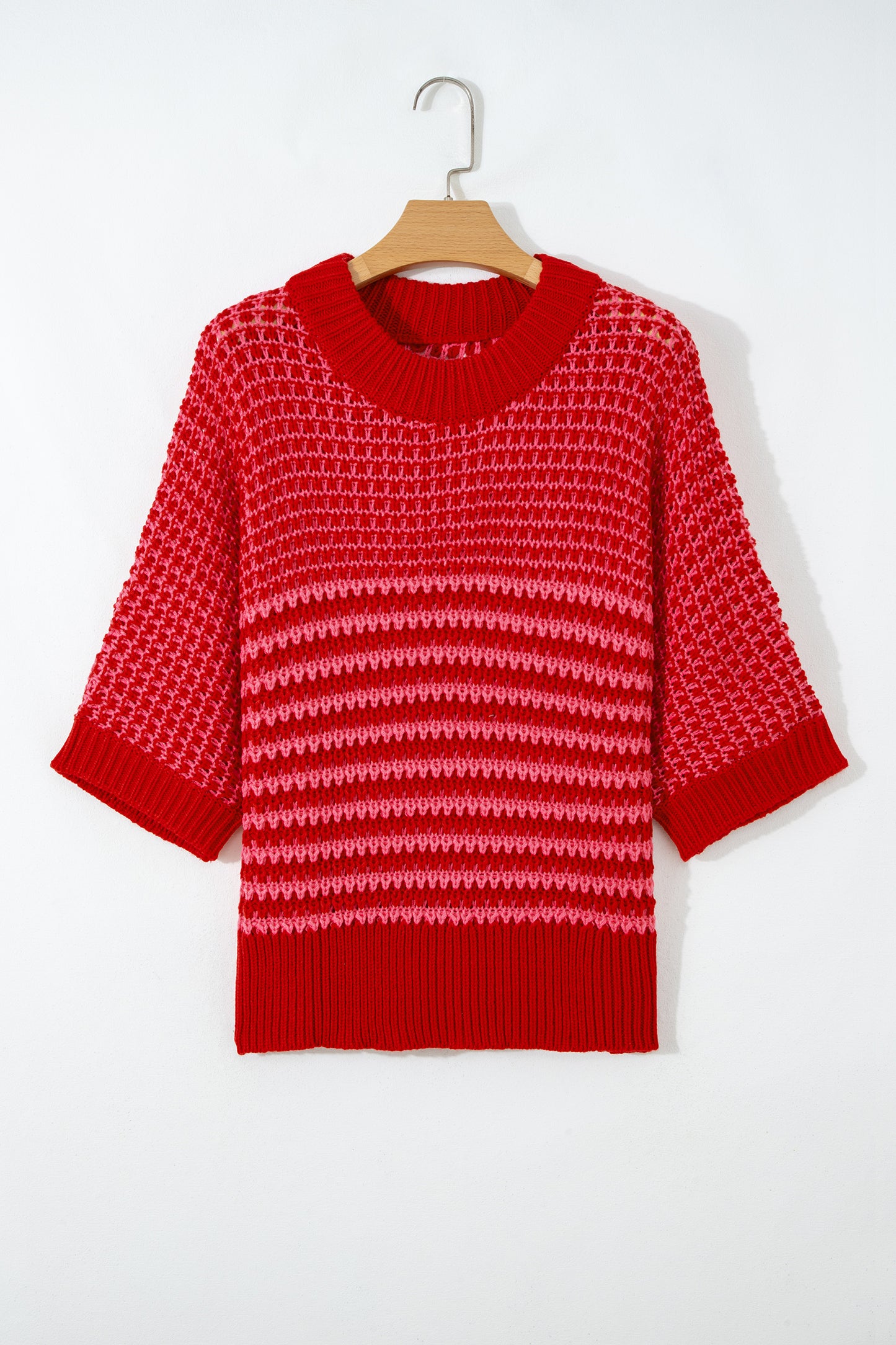 Black Stripe 3/4 Draped Sleeve Slouchy Sweater