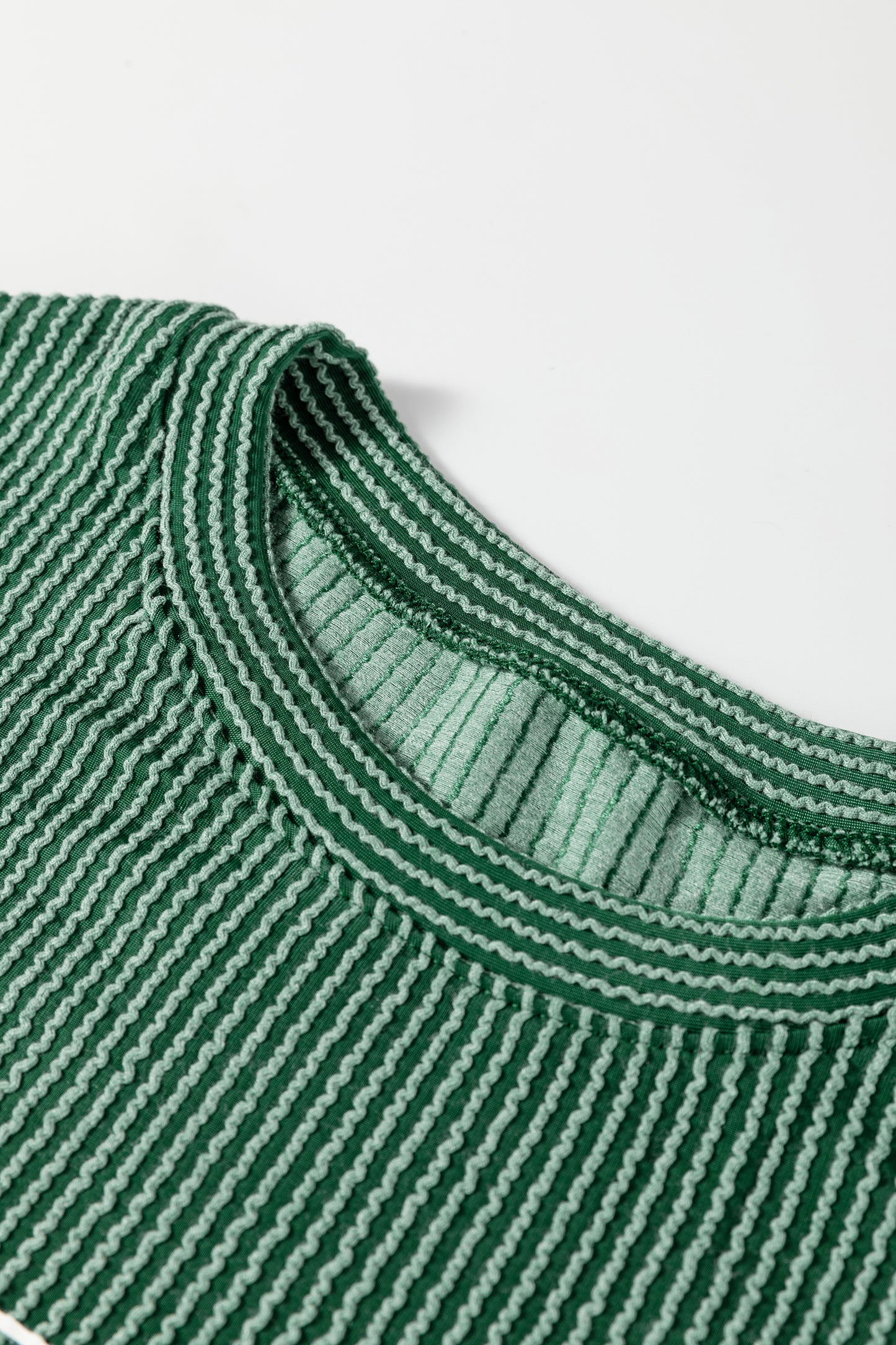 Blackish Green Twisted Rib Outlined Merry Letter Graphic Loose Long Sleeve Top