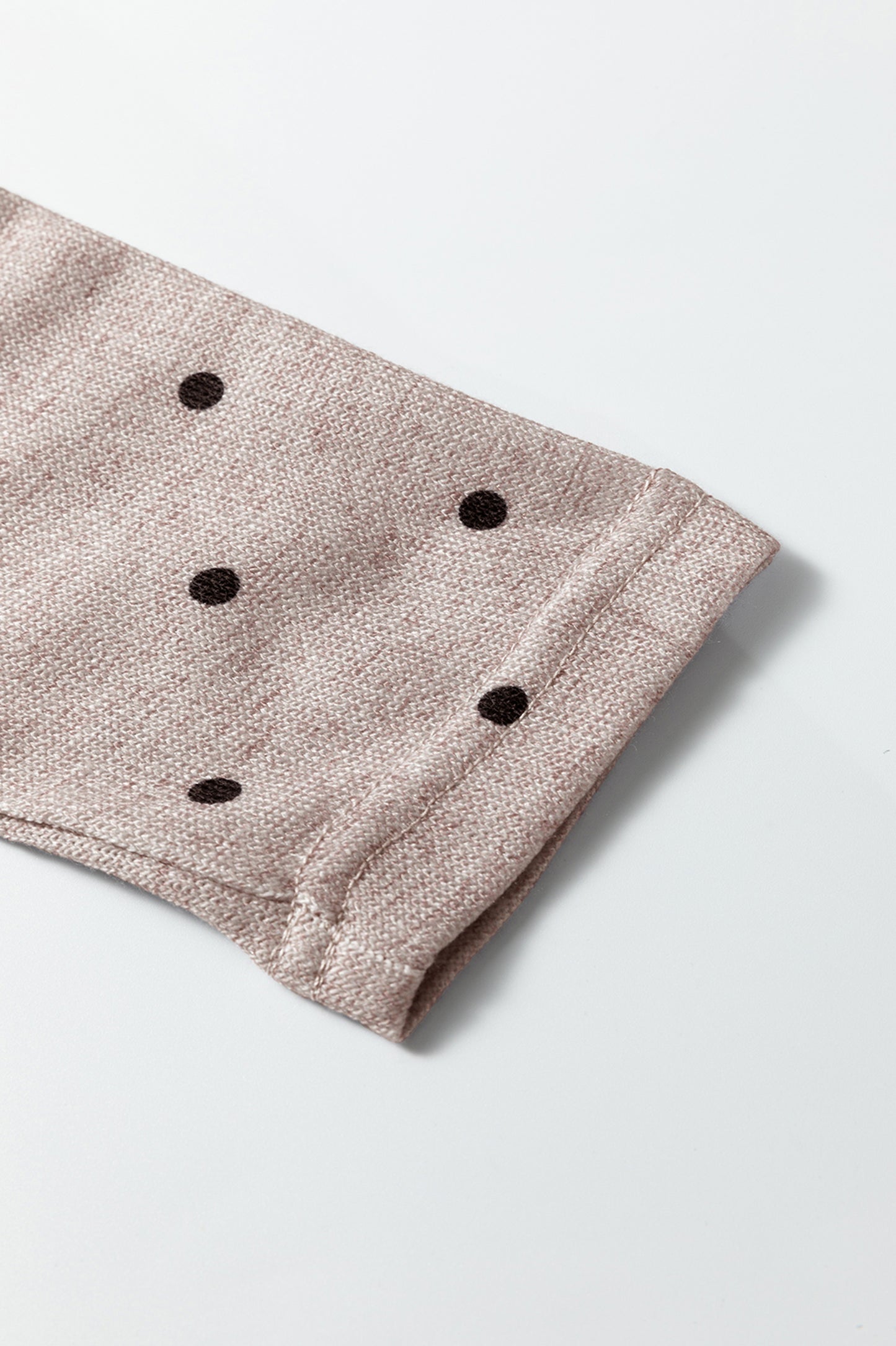 Dark Brown Polka Dot Boat Neck Knit Long Sleeve T Shirt