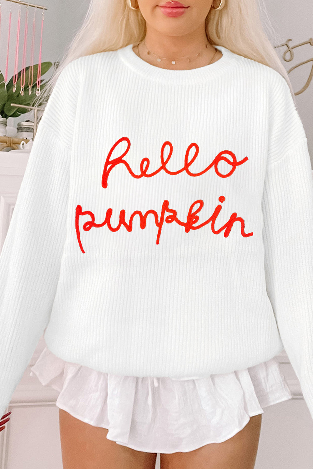 Flamingo Hello Pumpkin Graphic Sweater