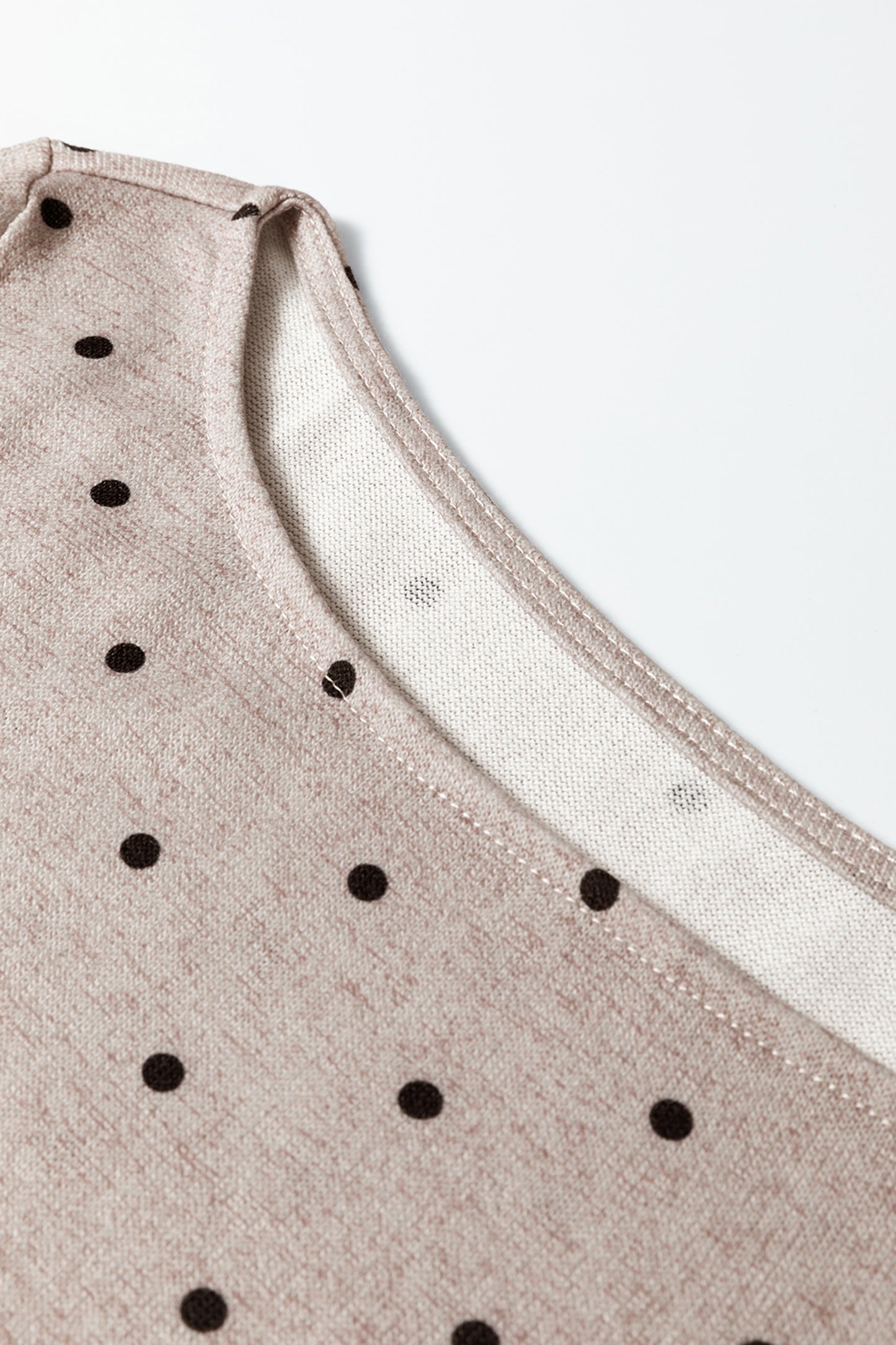 Dark Brown Polka Dot Boat Neck Knit Long Sleeve T Shirt