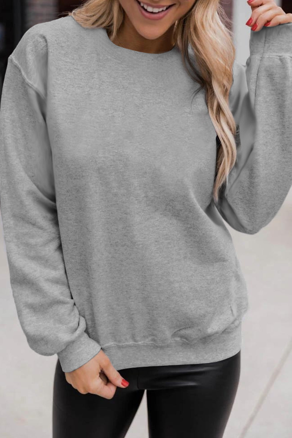 Dark Green Solid Classic Crewneck Pullover Sweatshirt