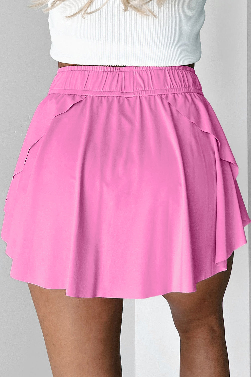 Light Green Drawstring High Waist Lined Tennis Skorts