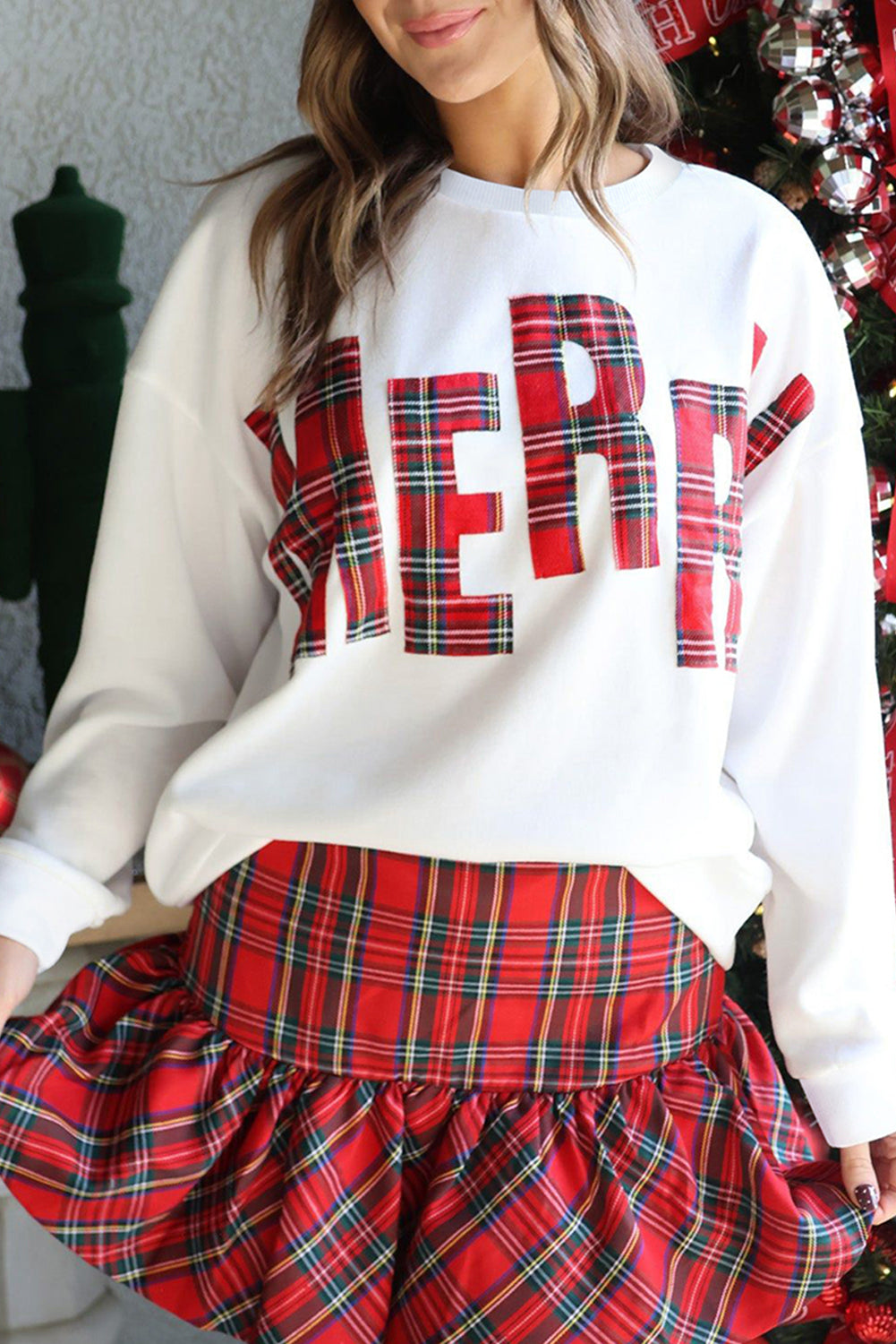 White Plaid MERRY Christmas Vacation Sweatshirt