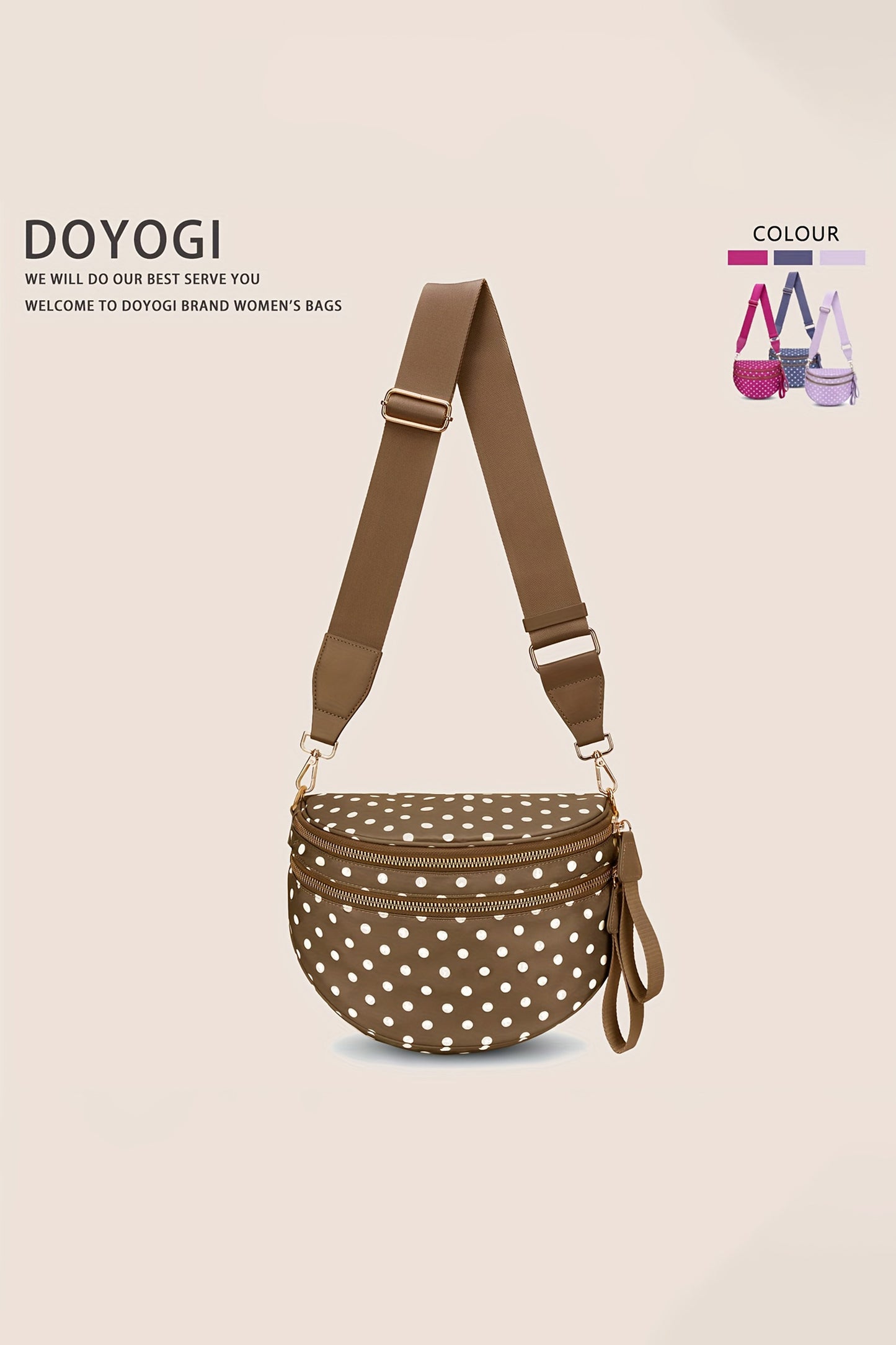 Four Leaf Clover Abstract/ Camouflage/ Polka Dot/ Leopard Print Double Zip Fashion Crossbody Bag