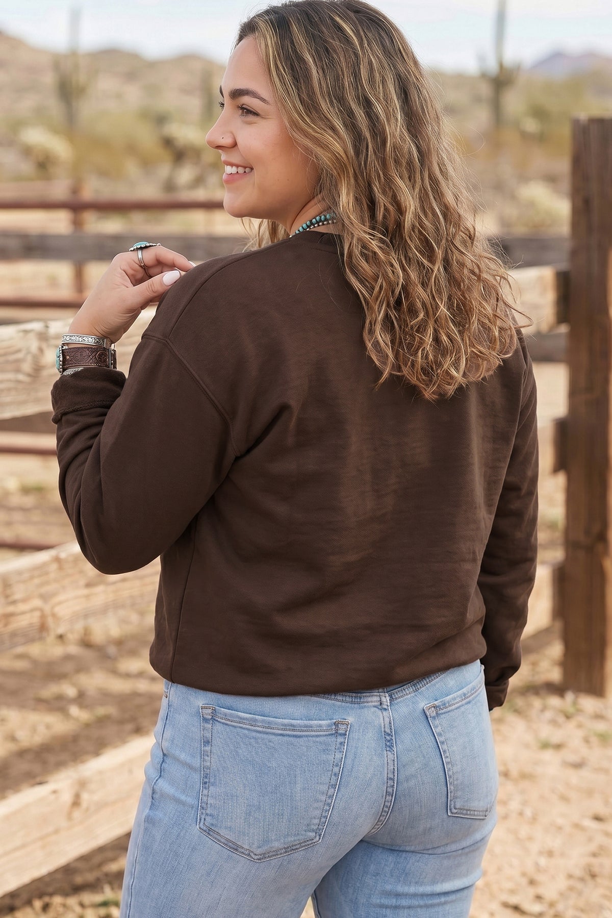 Fiery Red PRAY Letter Patchwork Round Neck Long Sleeve Plus Size Sweatshirt