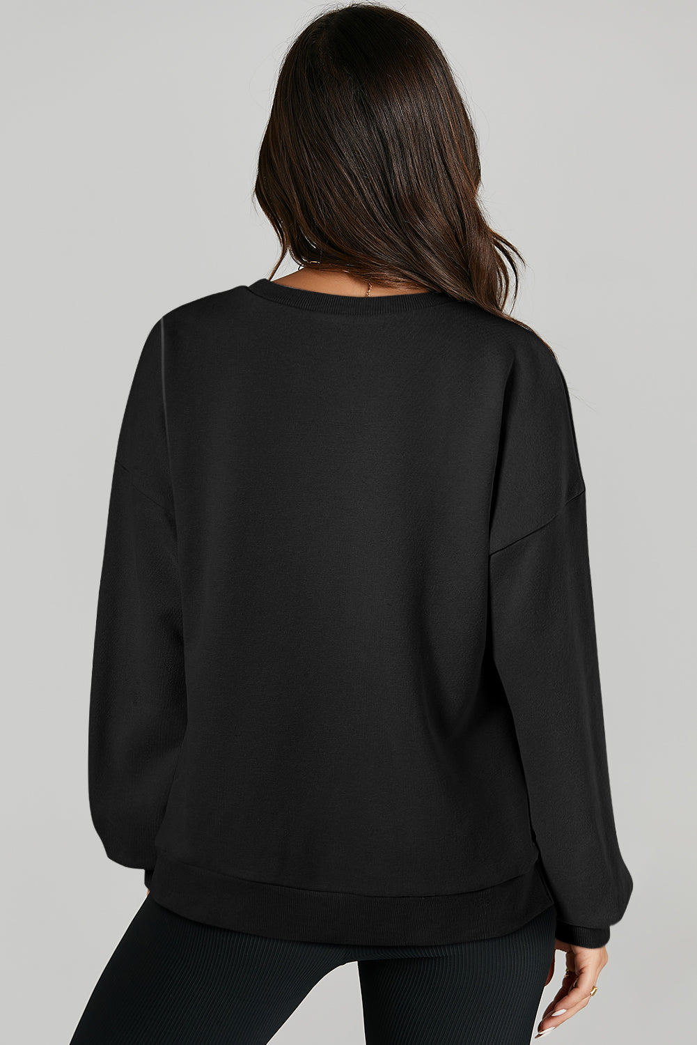 Valerian Solid O Neck High Low Hem Pullover Sweatshirt