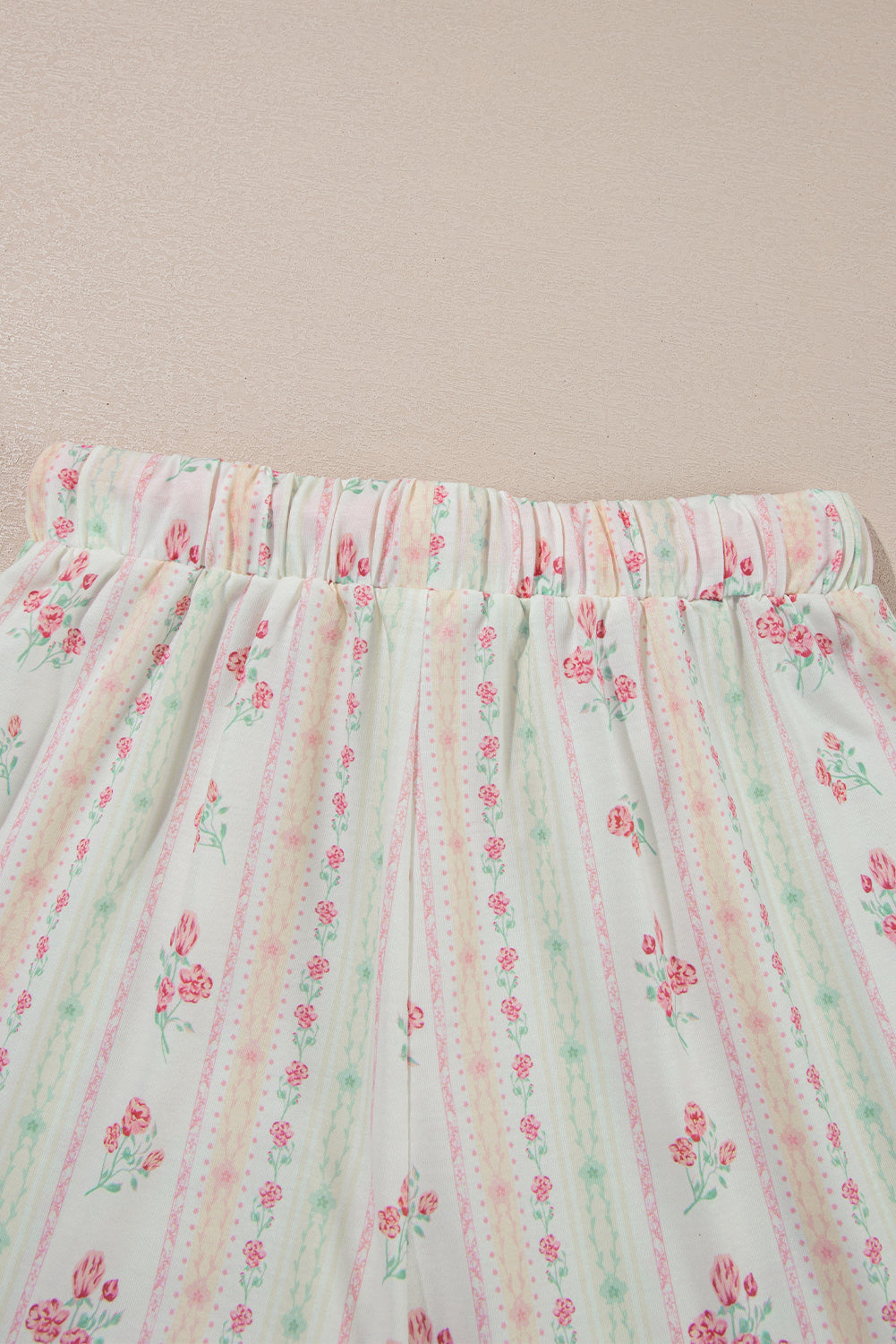 Pink Bow Print Contrast Pipping Short Pajamas Set