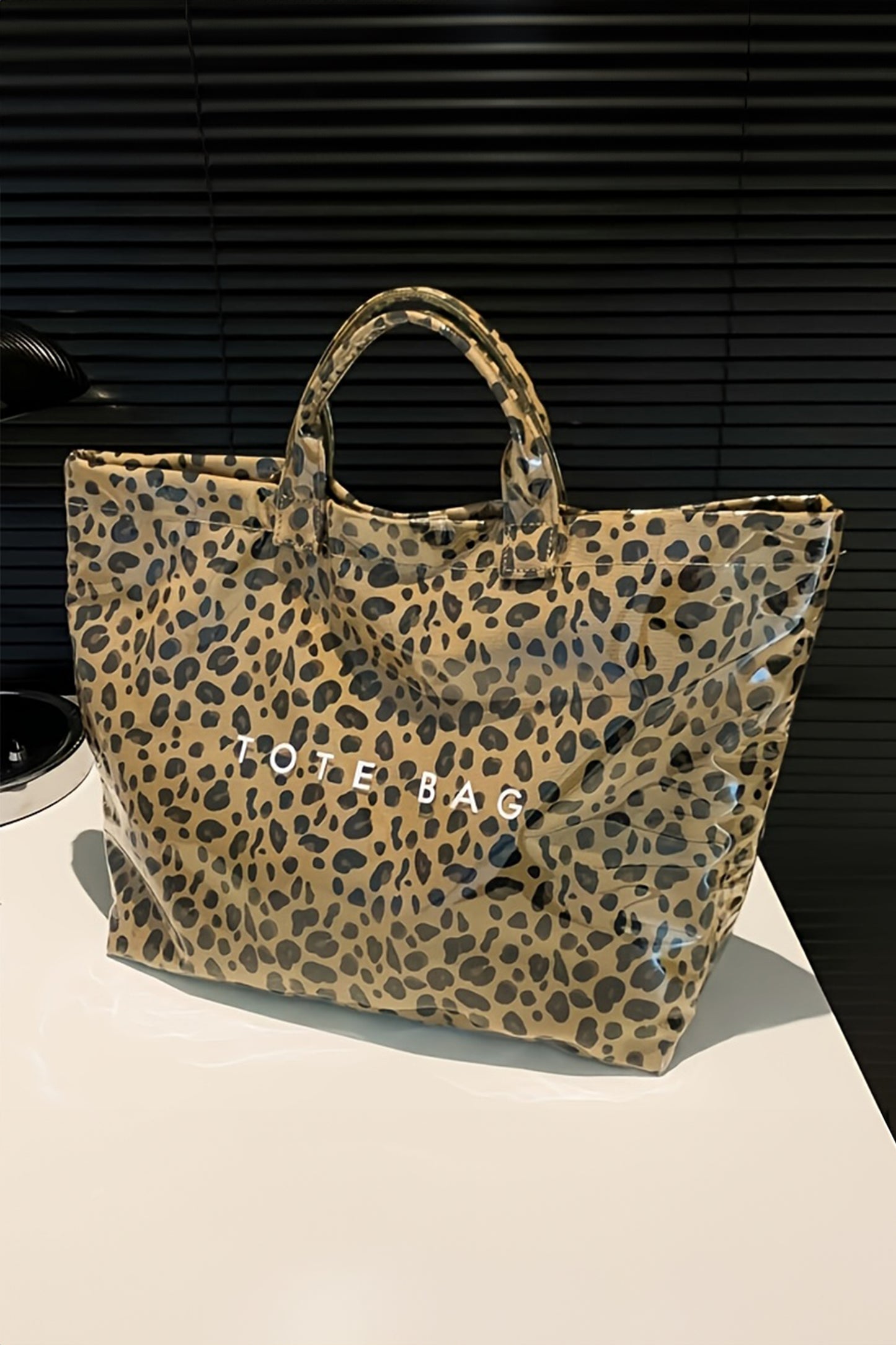 Brown Leopard PU Leather Water Proof Tote Bag