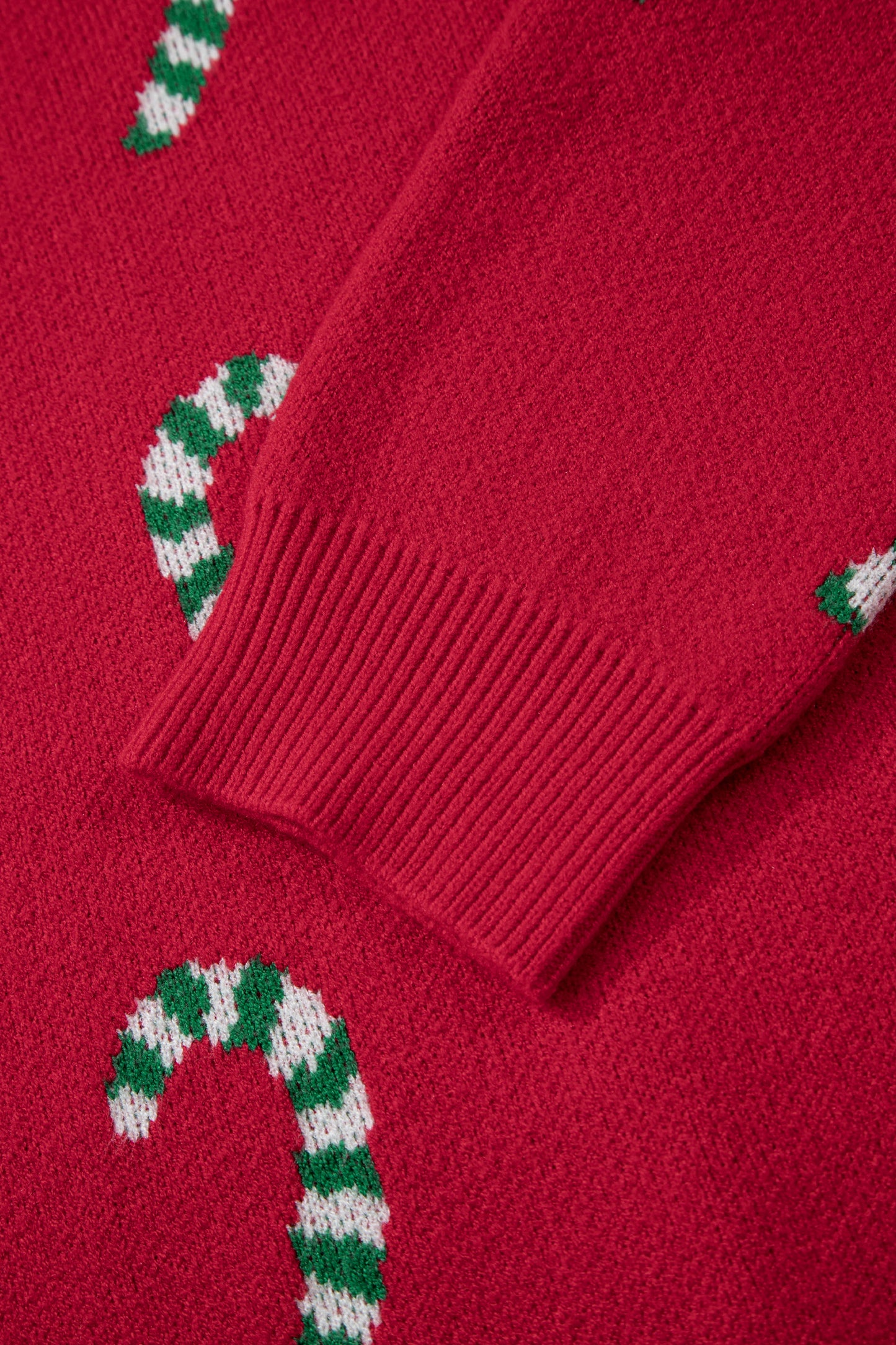 Dark Green Christmas Candy Cane Holiday Drop Shoulder Sweater