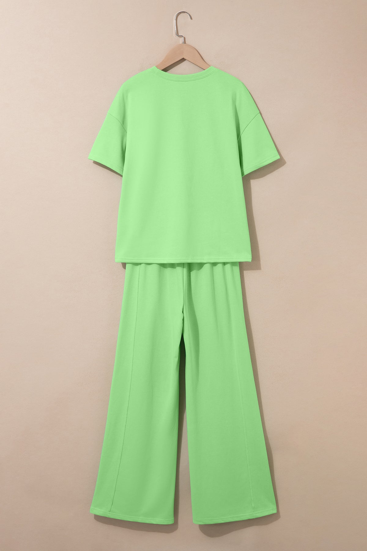 Sachet Pink Solid Cover Oversize Tee Pocketed Casual Pants 2pcs Outfit