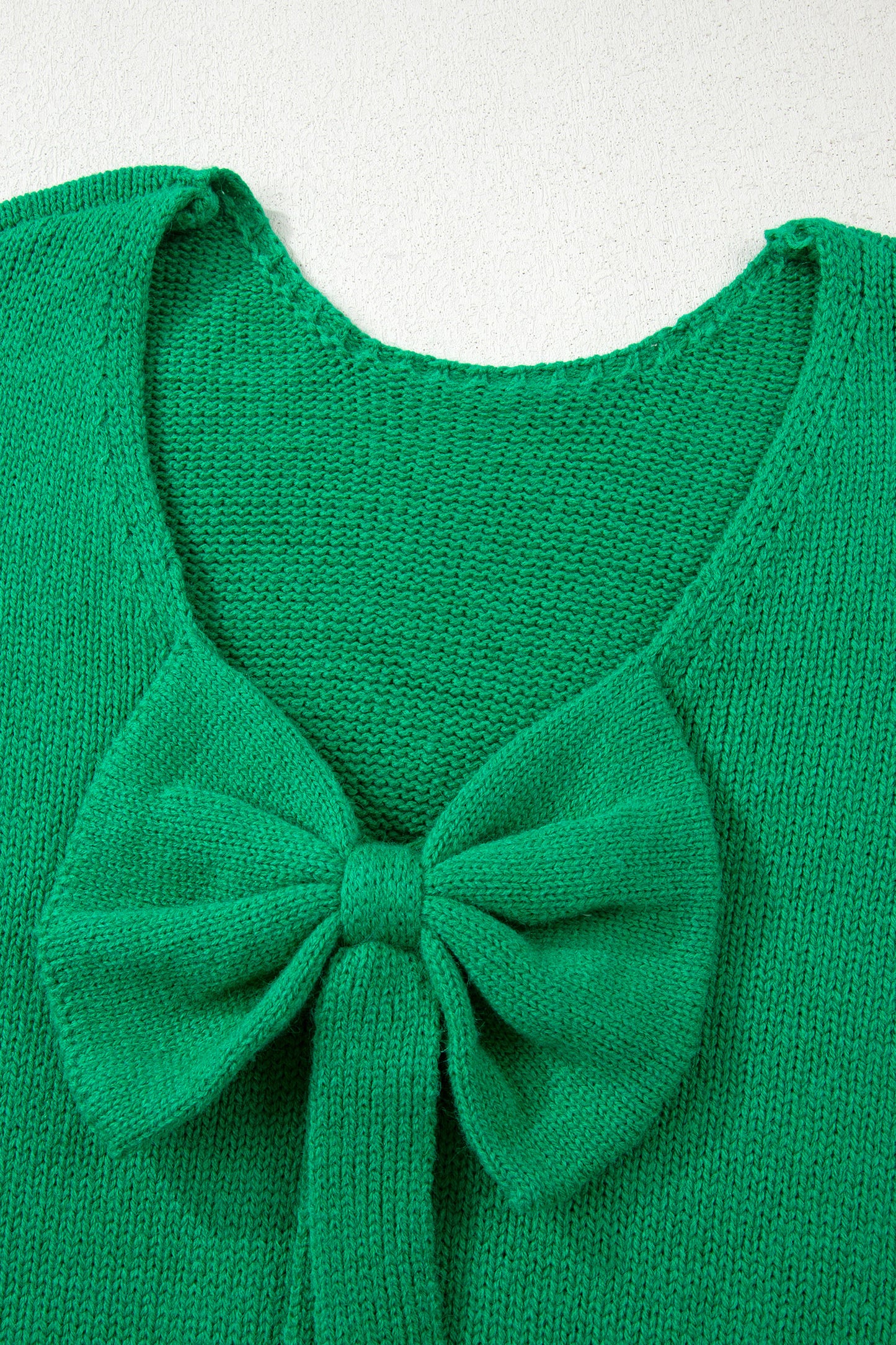 Black Festive Bow Backless Bubble Sleeve Sweater
