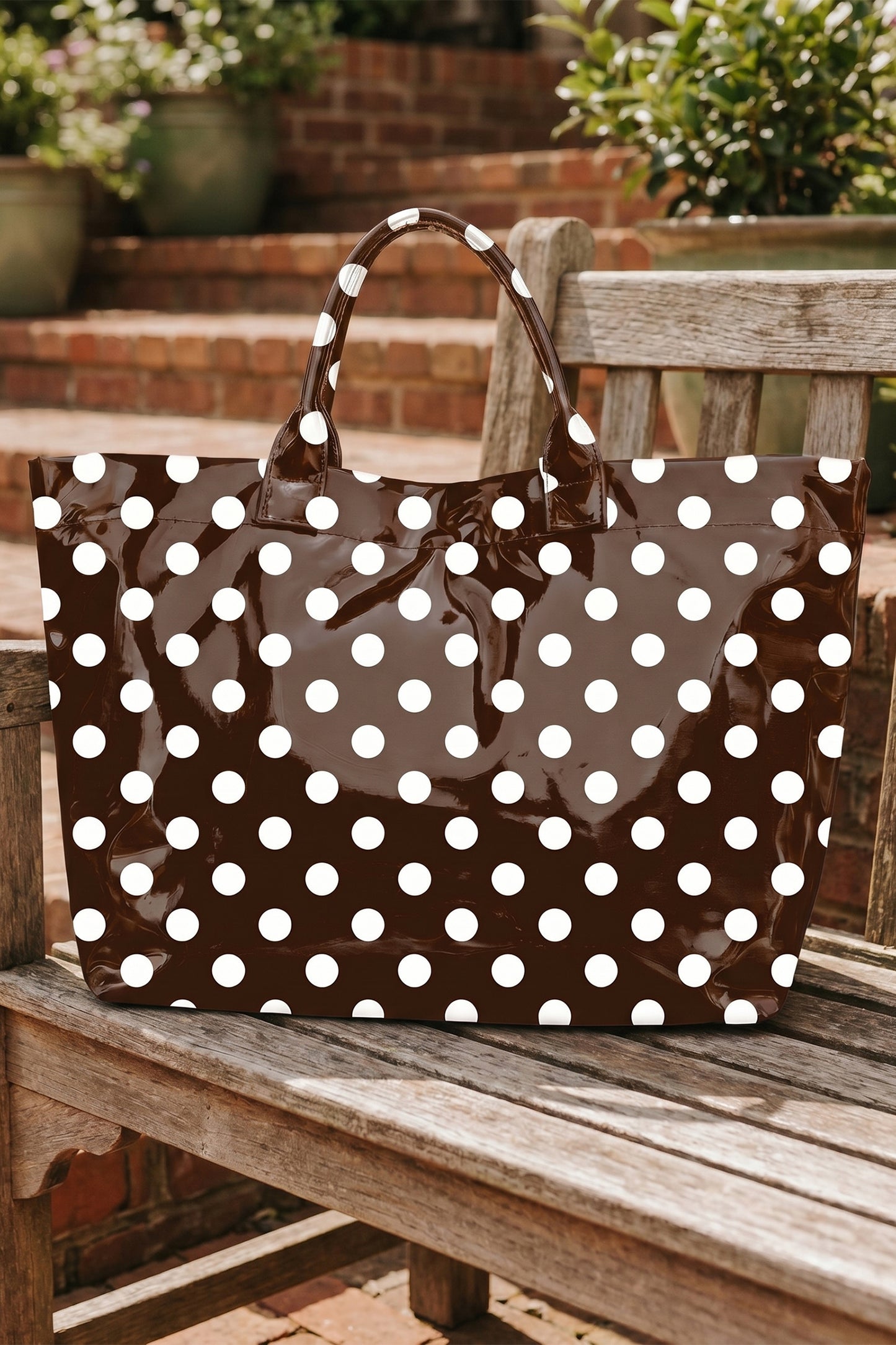 Light Pink Cowboy Western Pattern Vinyl Glossy Tote Bag