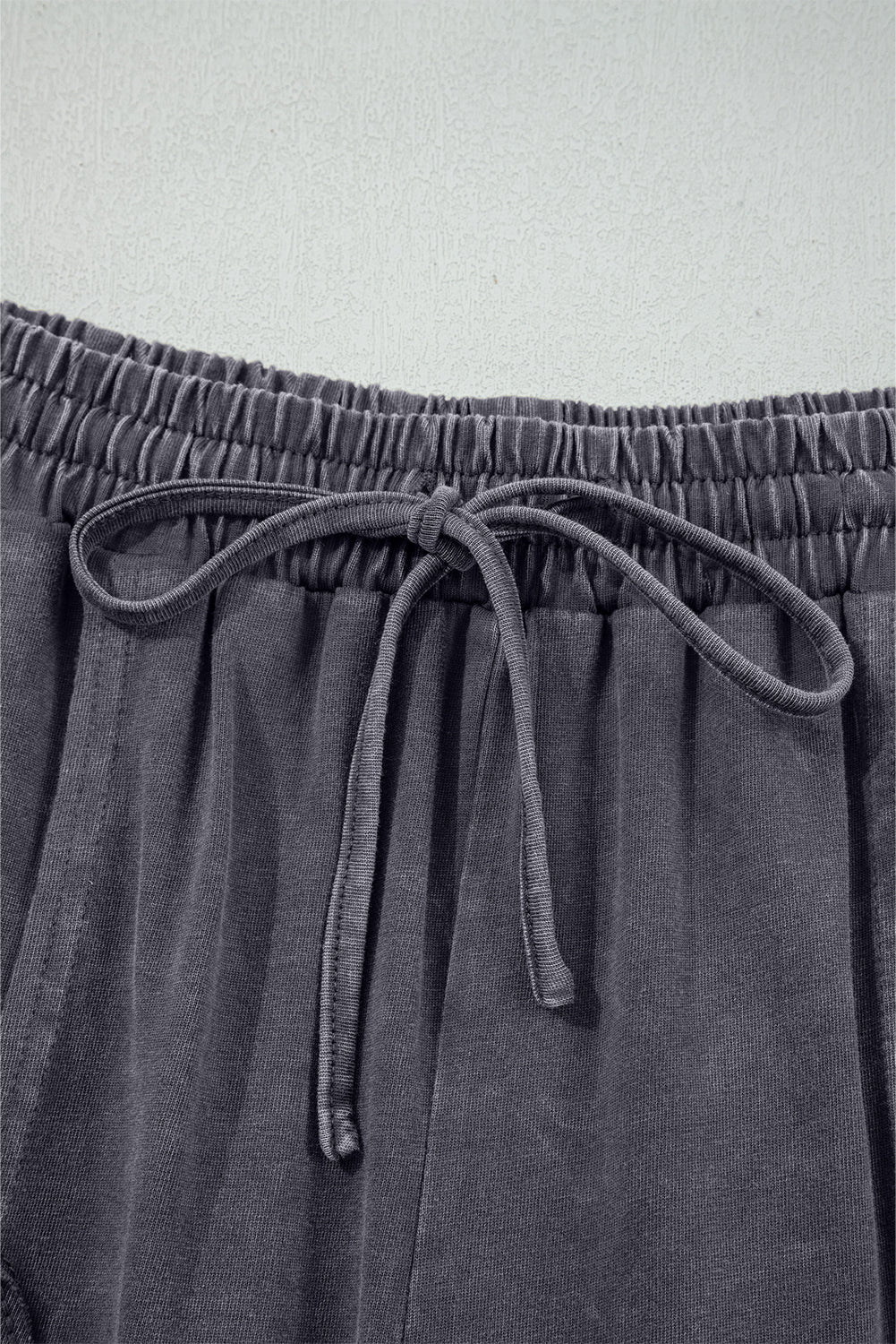 Pink Flower Patch Mineral Washed Terry Knit Cropped Wide Leg Pants