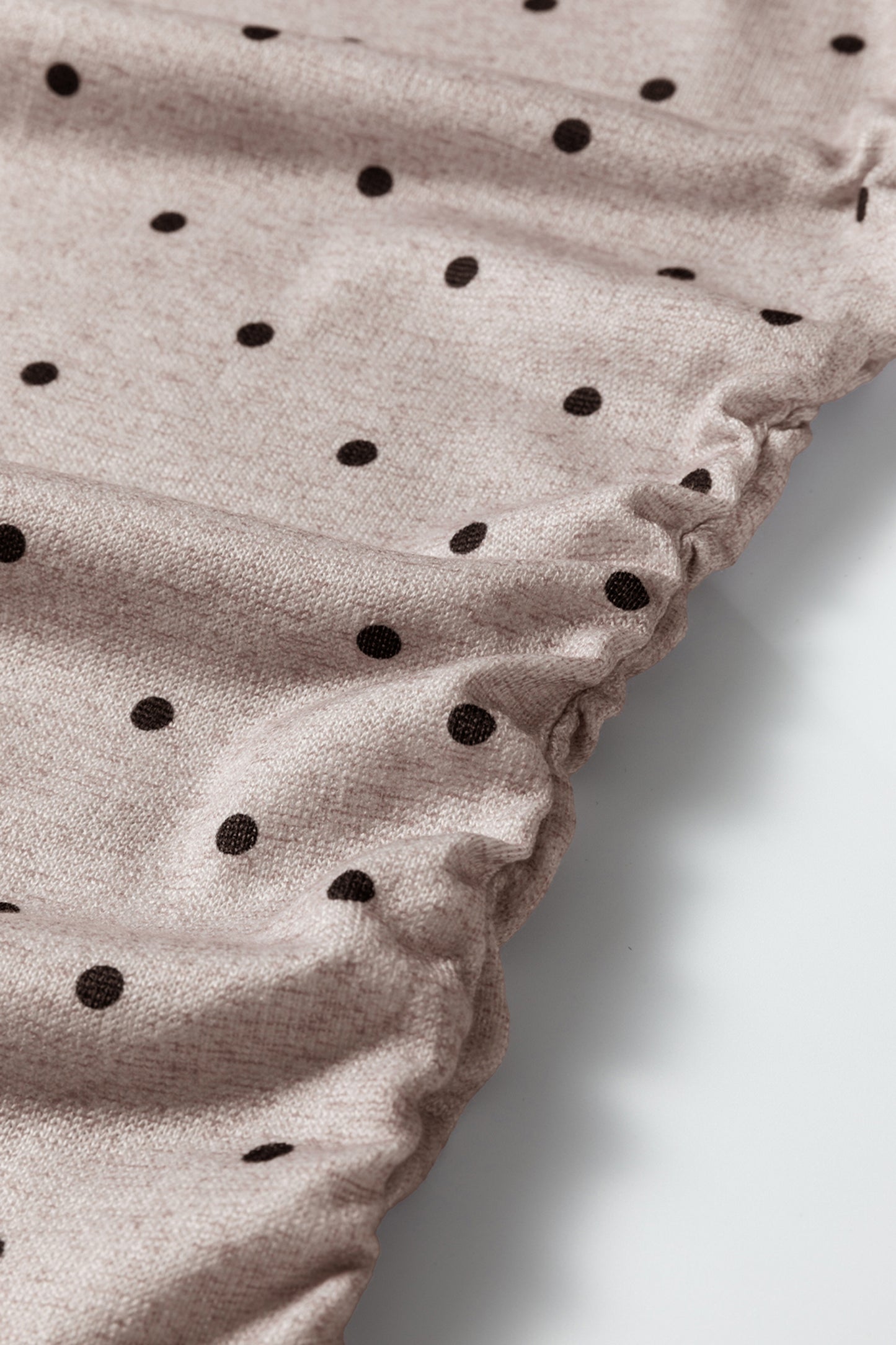 Dark Brown Polka Dot Boat Neck Knit Long Sleeve T Shirt