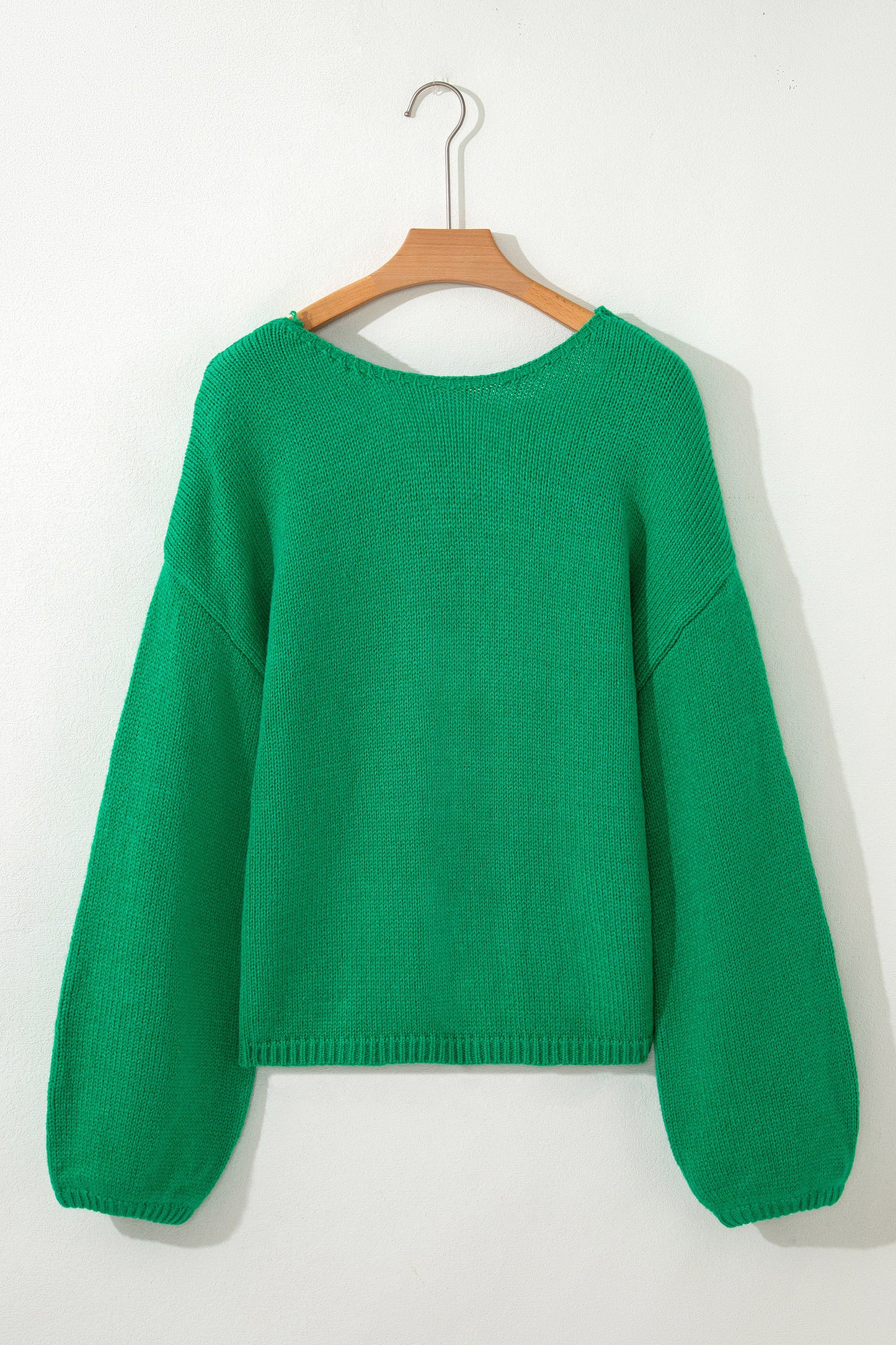 Black Festive Bow Backless Bubble Sleeve Sweater