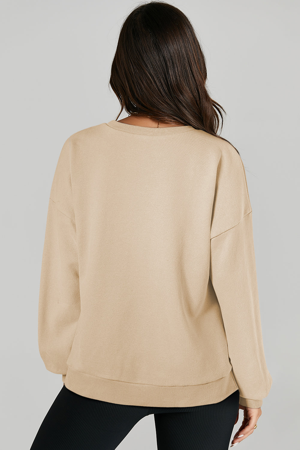 Valerian Solid O Neck High Low Hem Pullover Sweatshirt