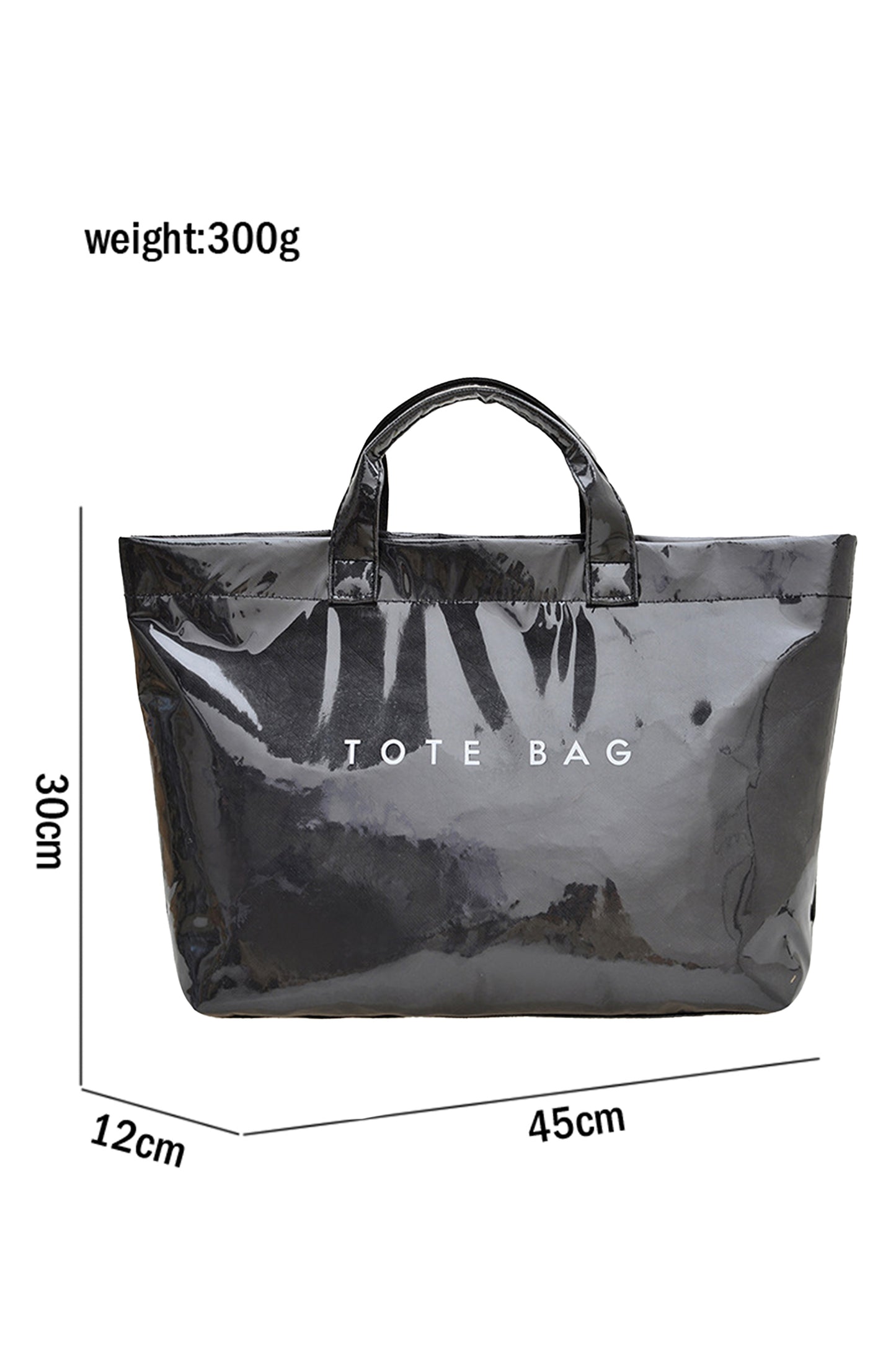 Color black Checkered Glossy PU Leather Tote Bag