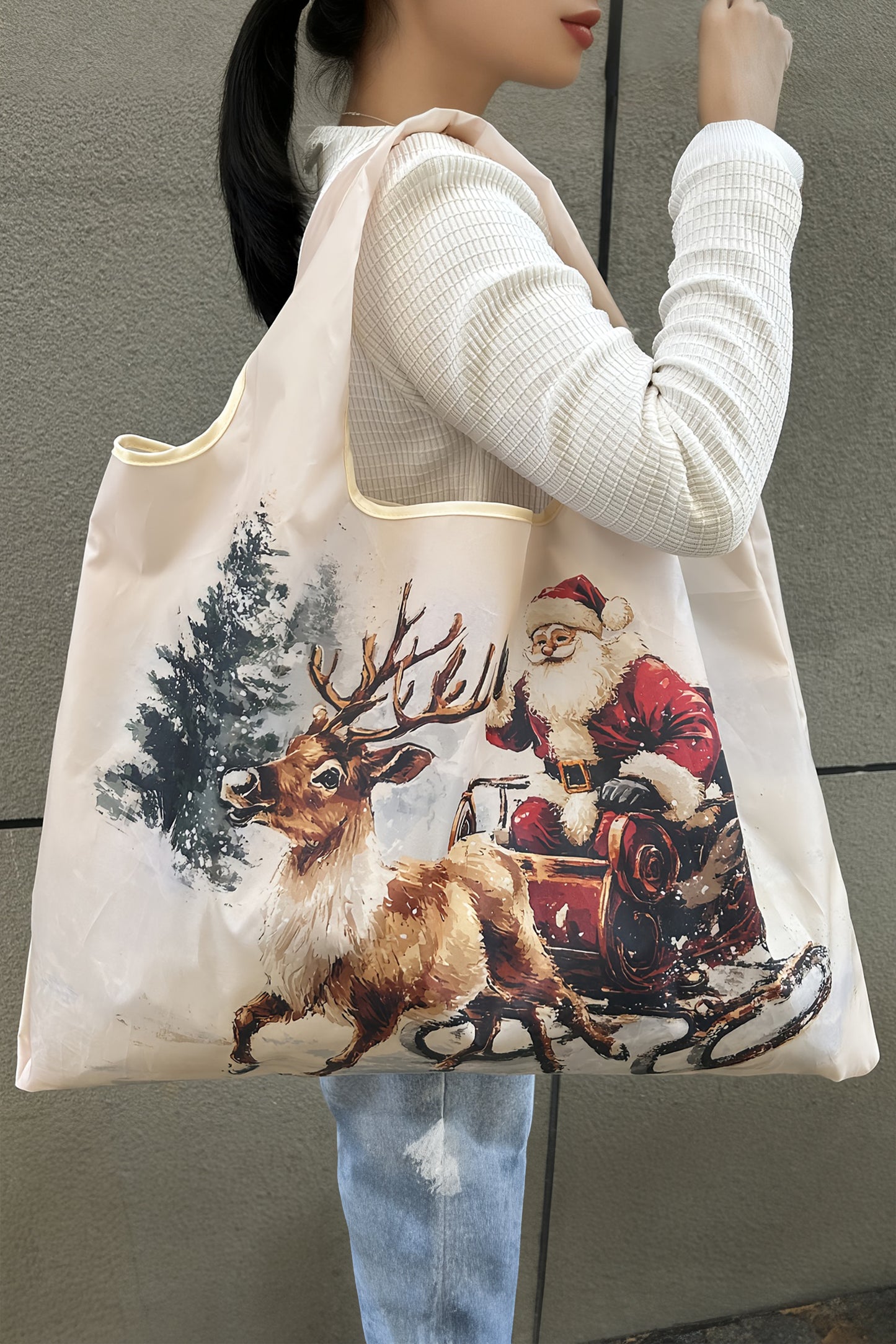 Bluing Large Foldable Christmas Holiday Reusable Oxford Bag