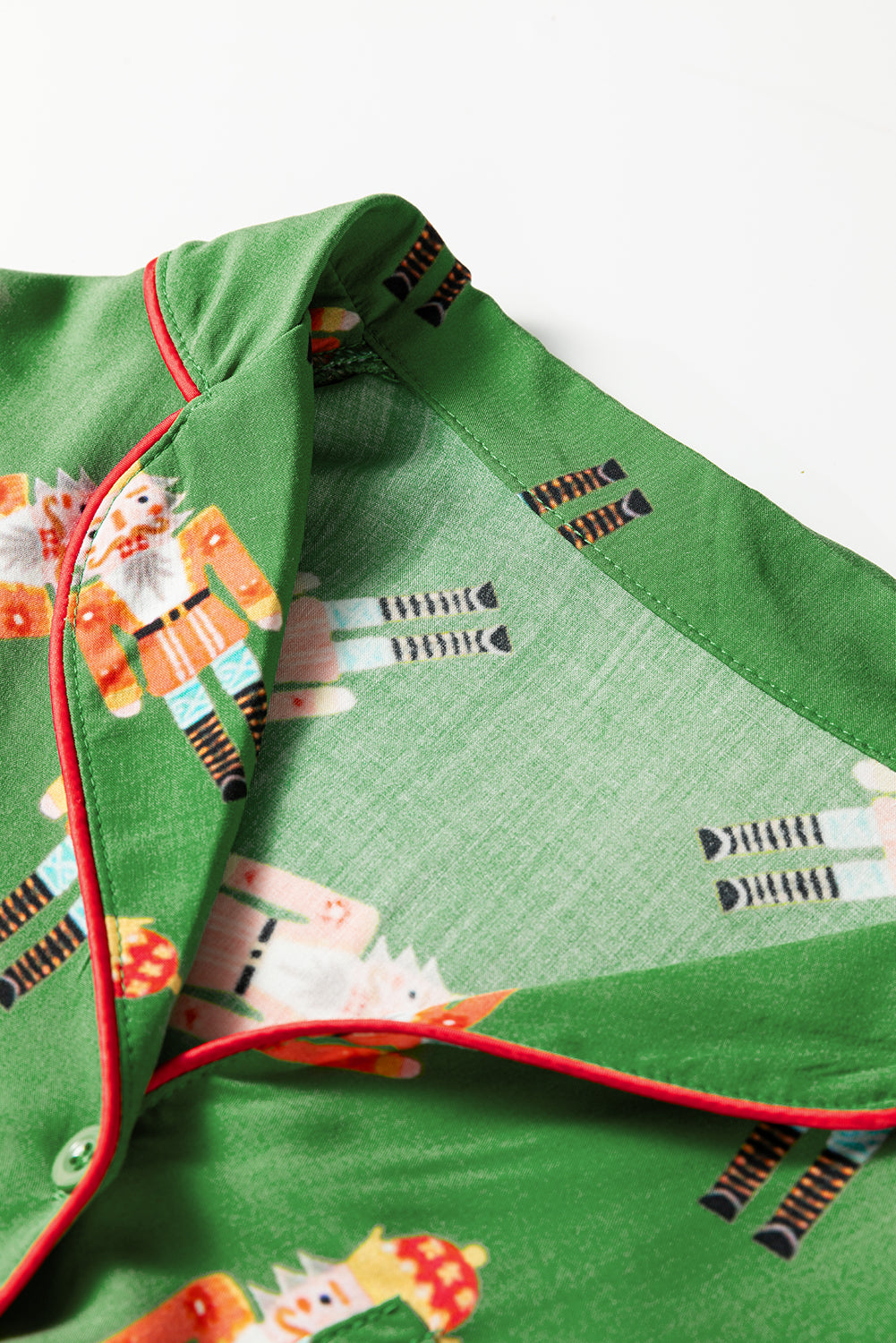 Pink Christmas Candy Contrast Trim Bow Knot Silky 2pcs Pajama Set