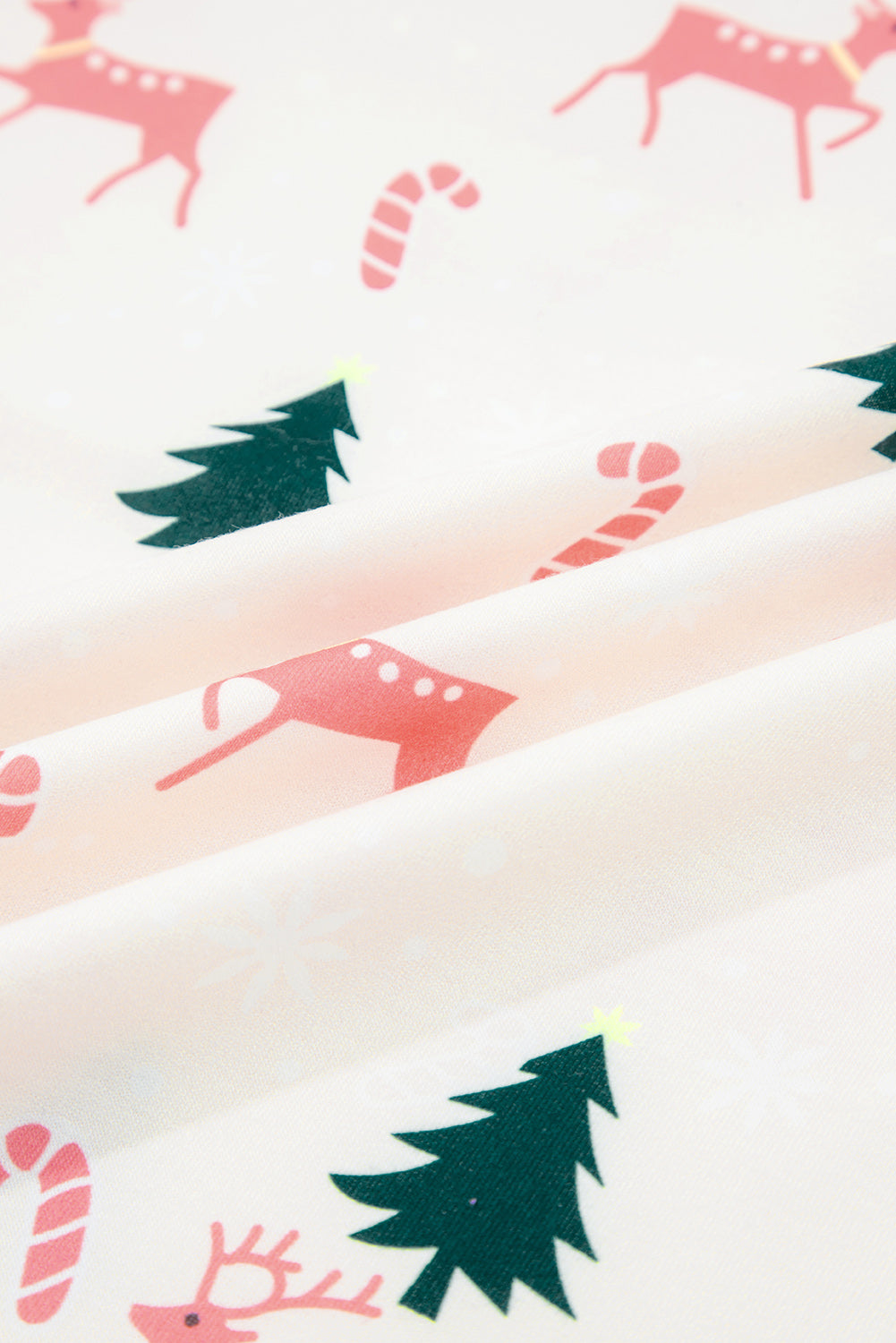 Green Bow Christmas Tree Print Contrast Striped Banding 2pcs Lounge Set