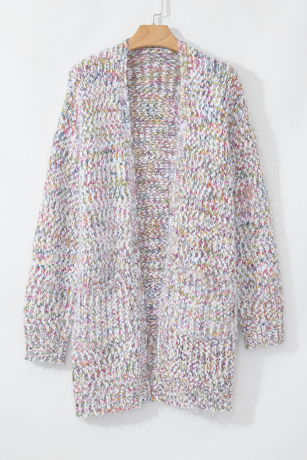 Pink Multicolor Confetti Open Front Knit Cardigan