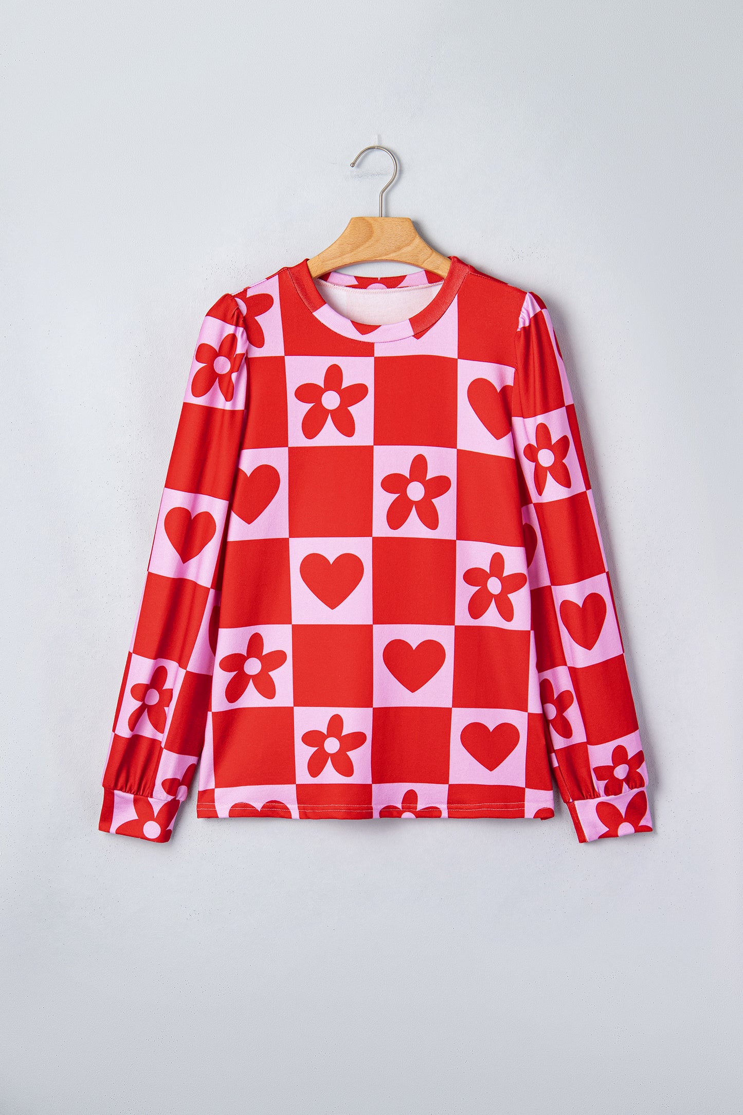 Beige Flower Heart Festive Valentine Blouse