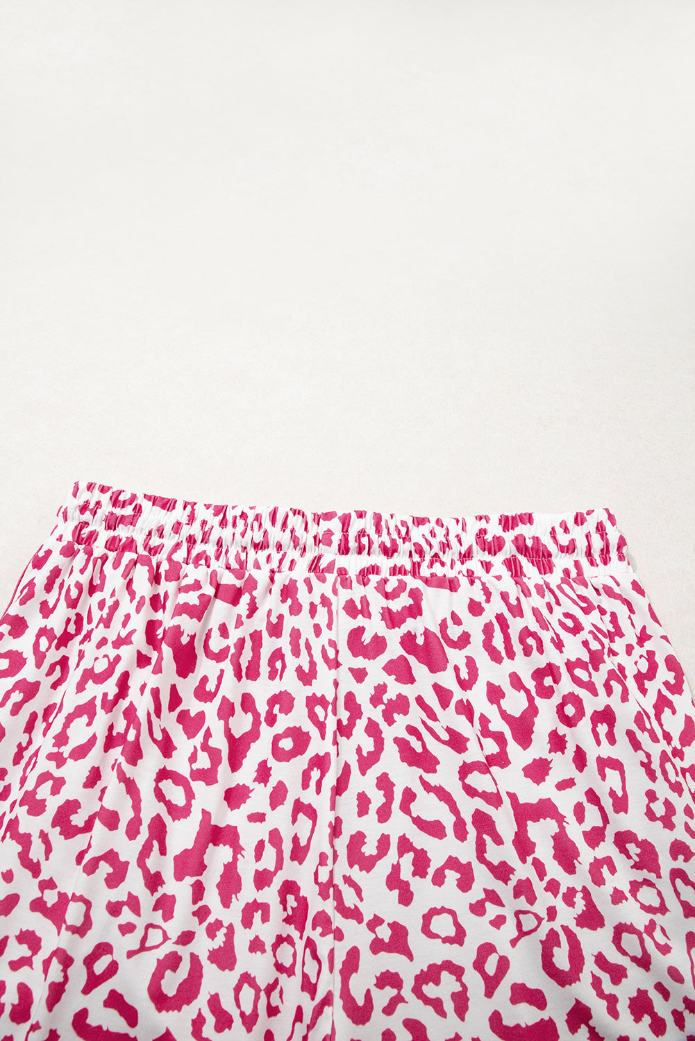 Blue Leopard Elastic Waist Lace up Contrast Trim Casual Shorts
