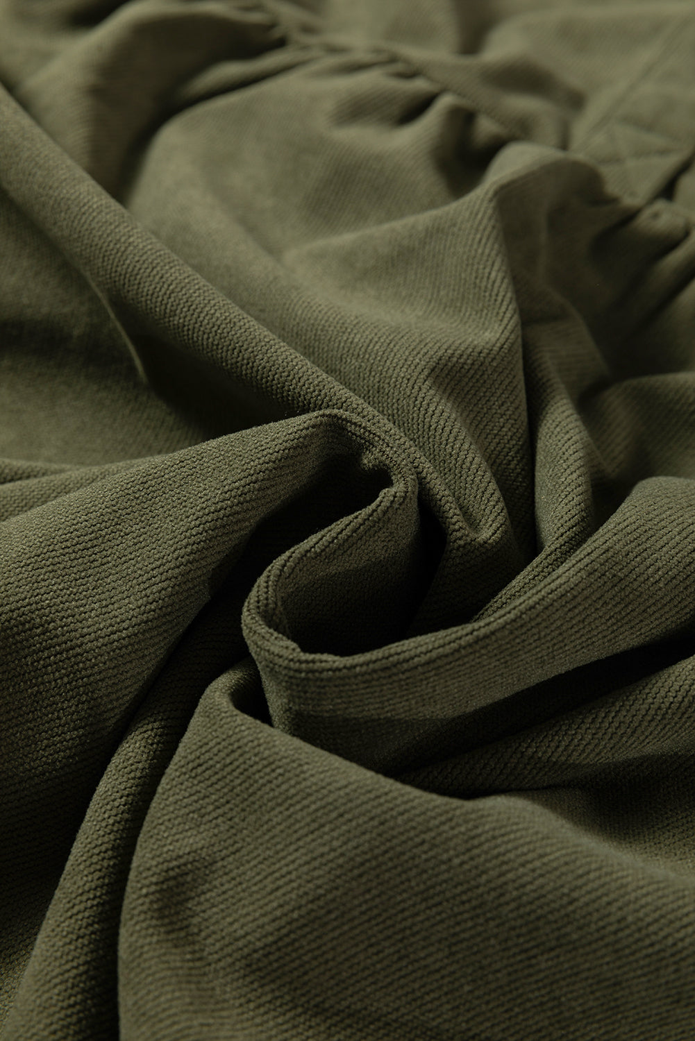 Vineyard Green Corduroy Half Button Collared Long Sleeve Mini Dress