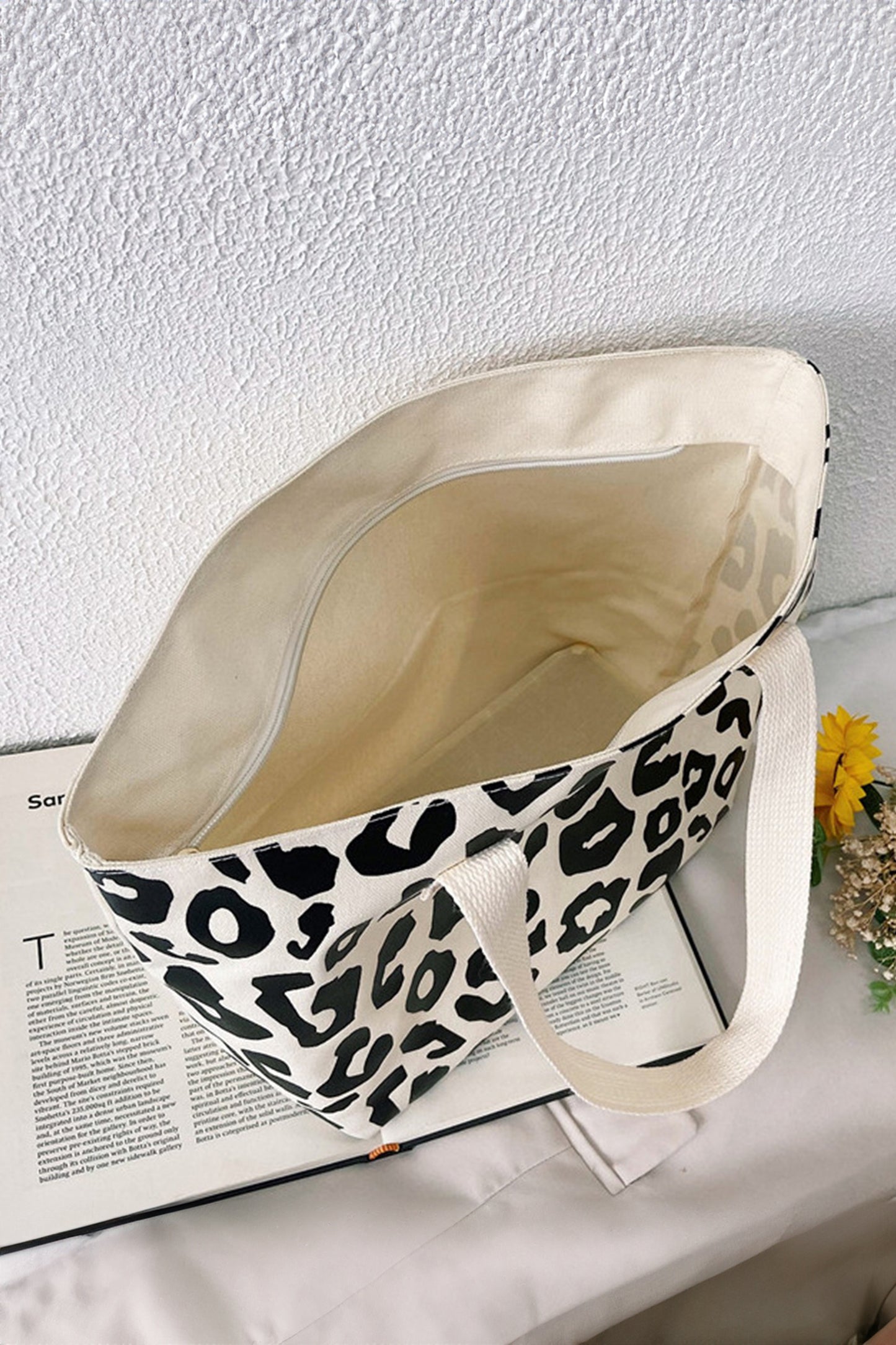 Black Leopard Print Canvas Tote Bag