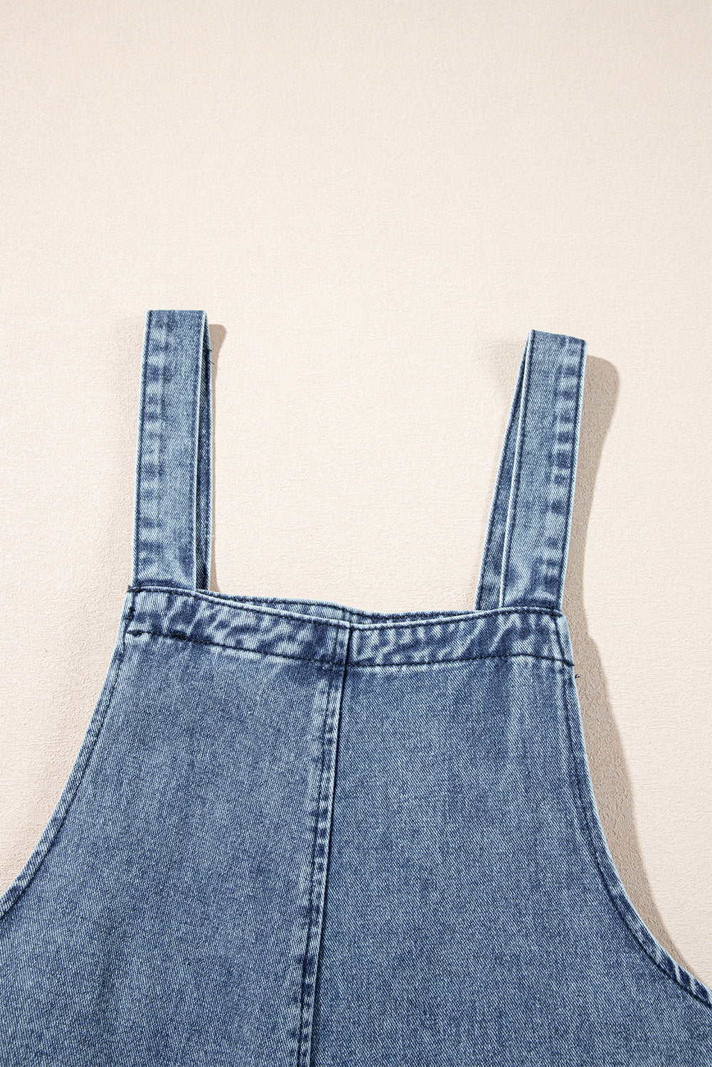 Black Distressed Bib Pocket Wide Leg Denim Overall