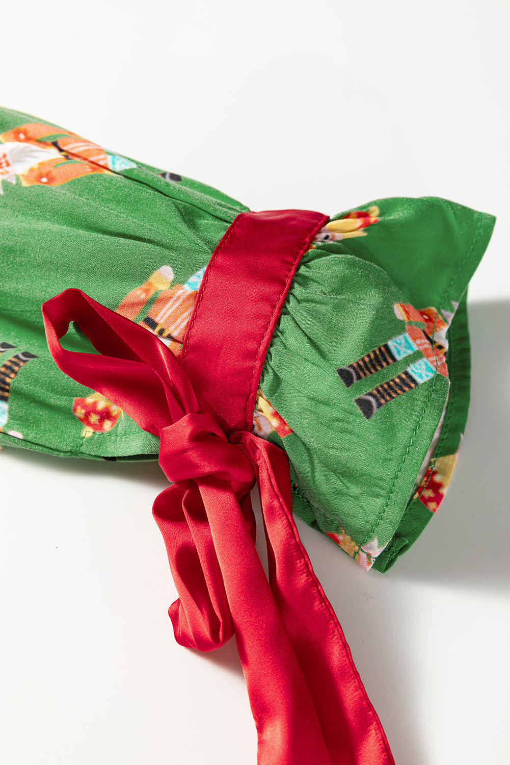 Pink Christmas Candy Contrast Trim Bow Knot Silky 2pcs Pajama Set