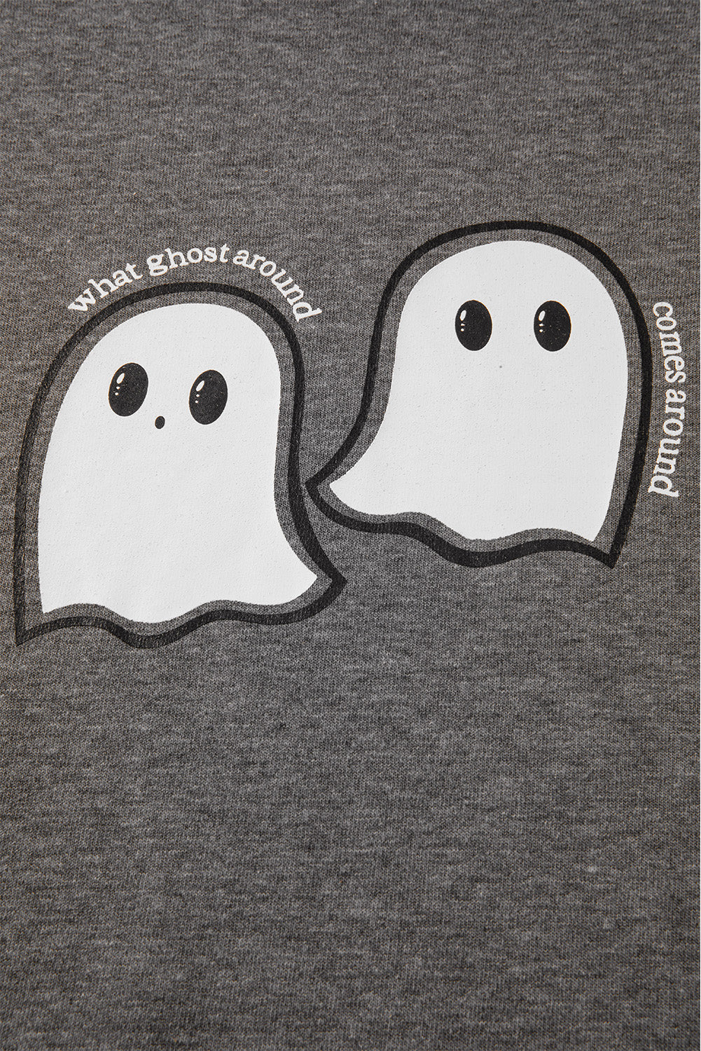 Dark Grey Cute Halloween Ghost Print Mineral Wash Oversize Hoodie