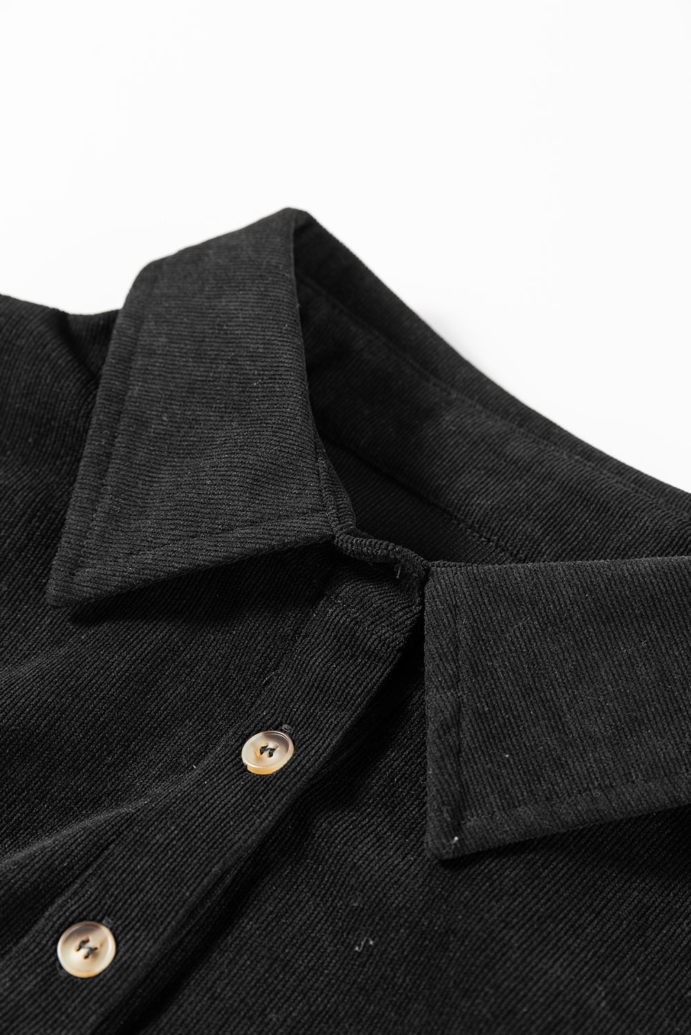 Vineyard Green Corduroy Half Button Collared Long Sleeve Mini Dress