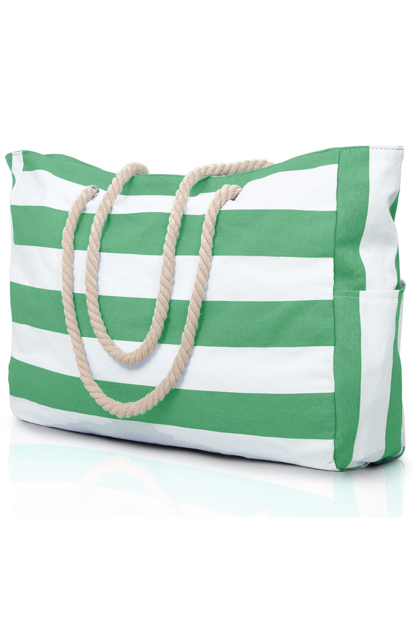 Light Blue Striped Waterproof Canvas Large Capacity Tote Bag
