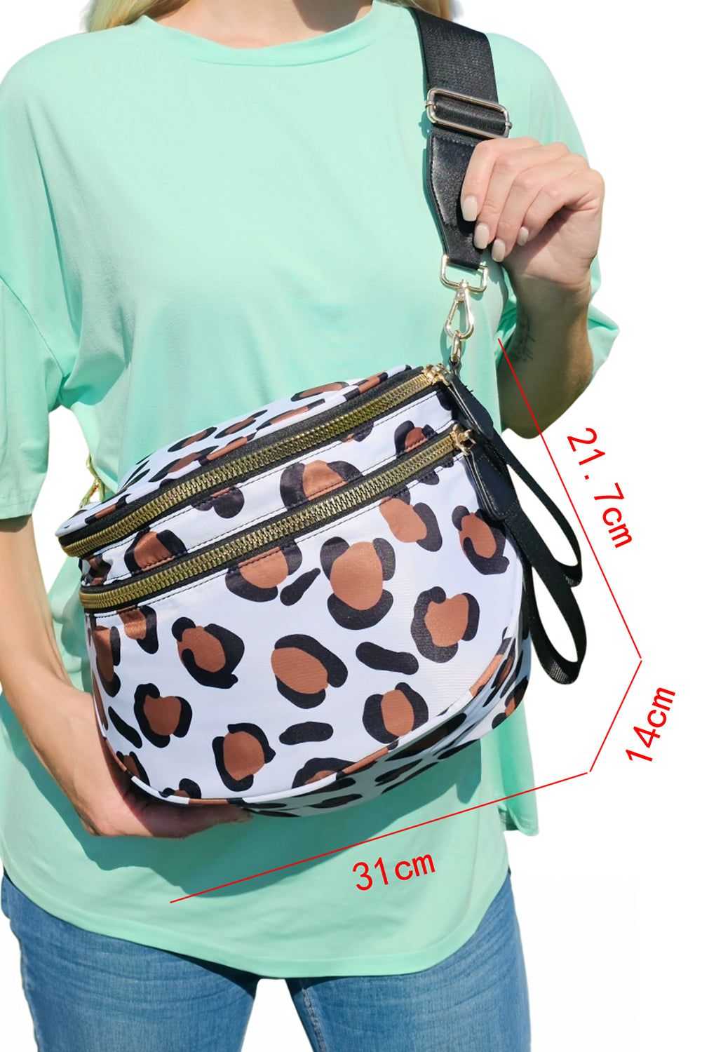 Bright Pink Checkered Print Wide Strap Large Crossbody Bag