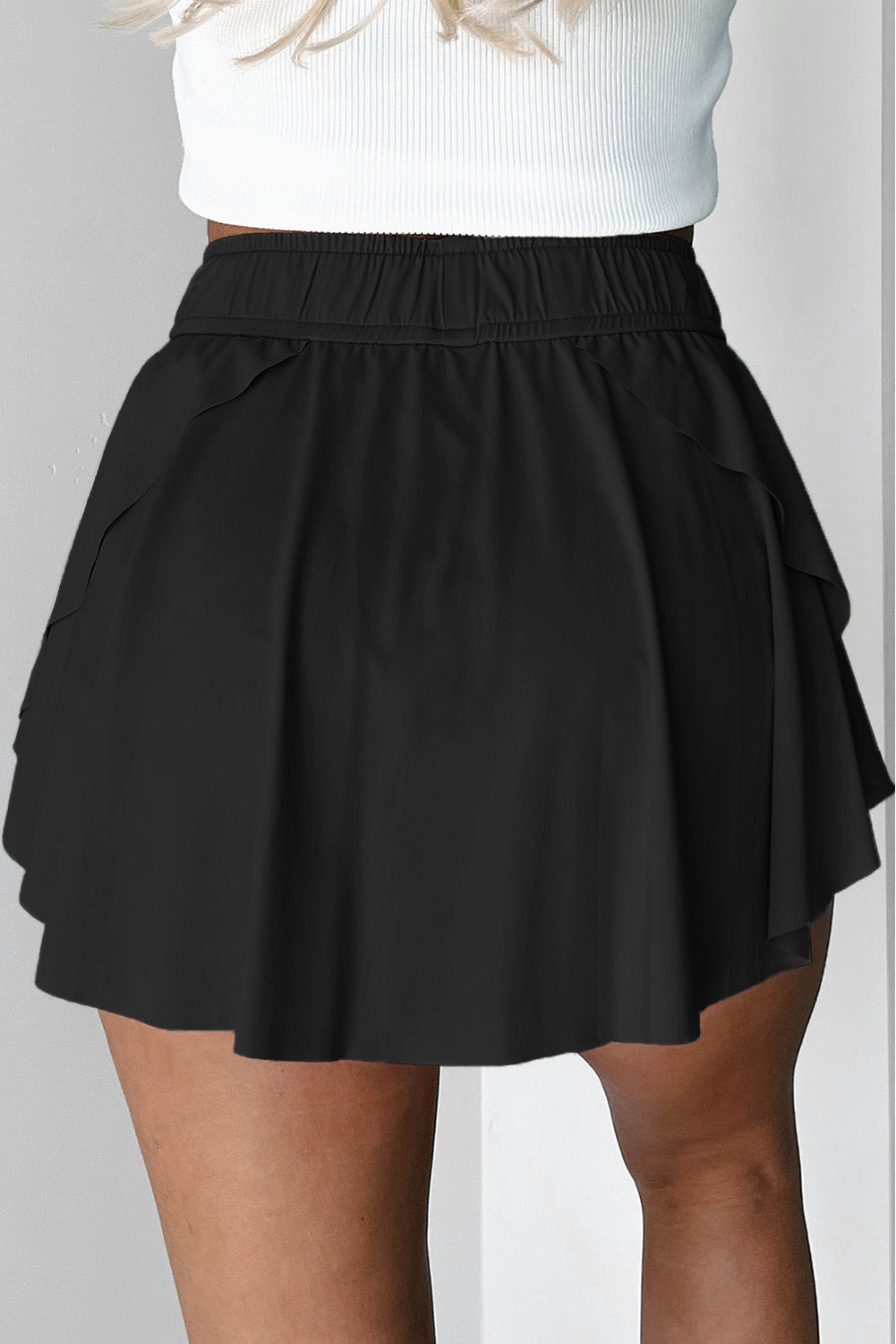 Light Green Drawstring High Waist Lined Tennis Skorts