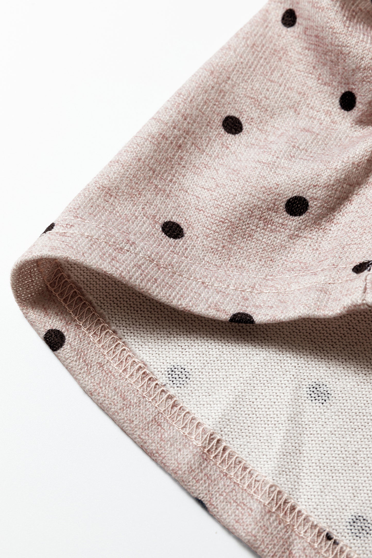 Dark Brown Polka Dot Boat Neck Knit Long Sleeve T Shirt