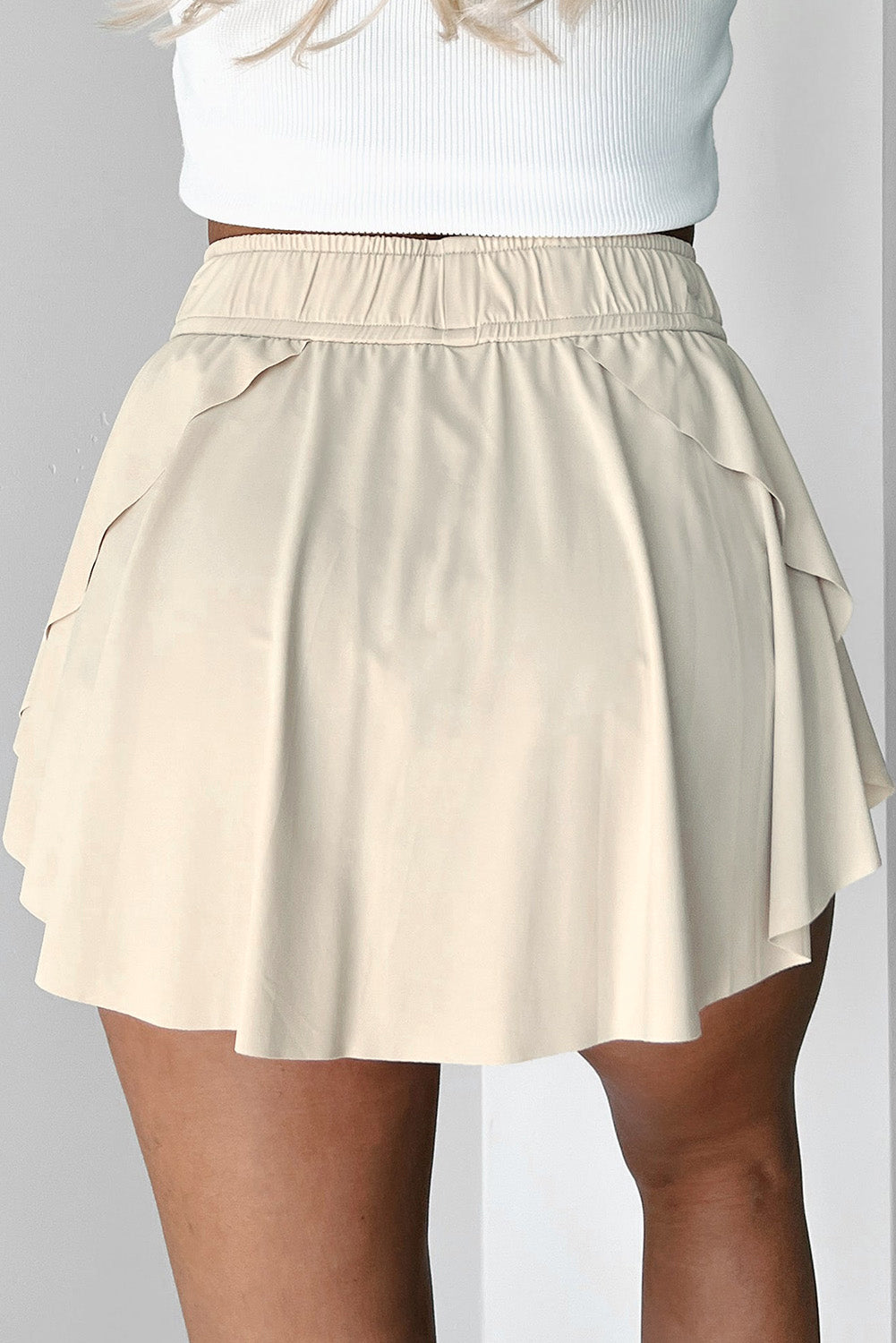 Light Green Drawstring High Waist Lined Tennis Skorts