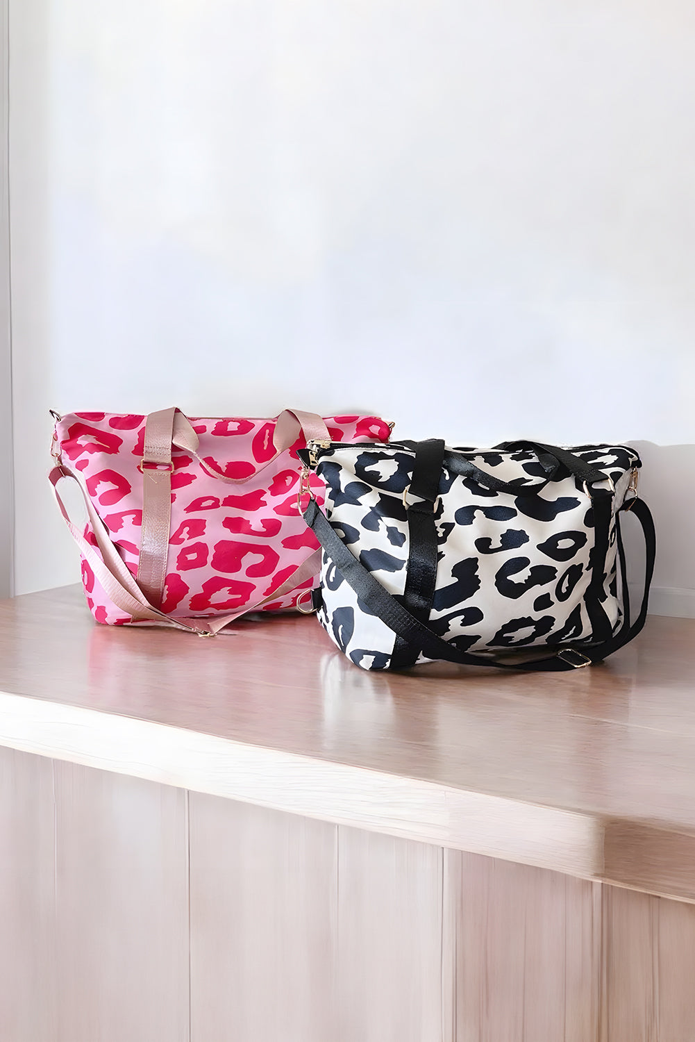 Color black Leopard Print Large Travel Bag